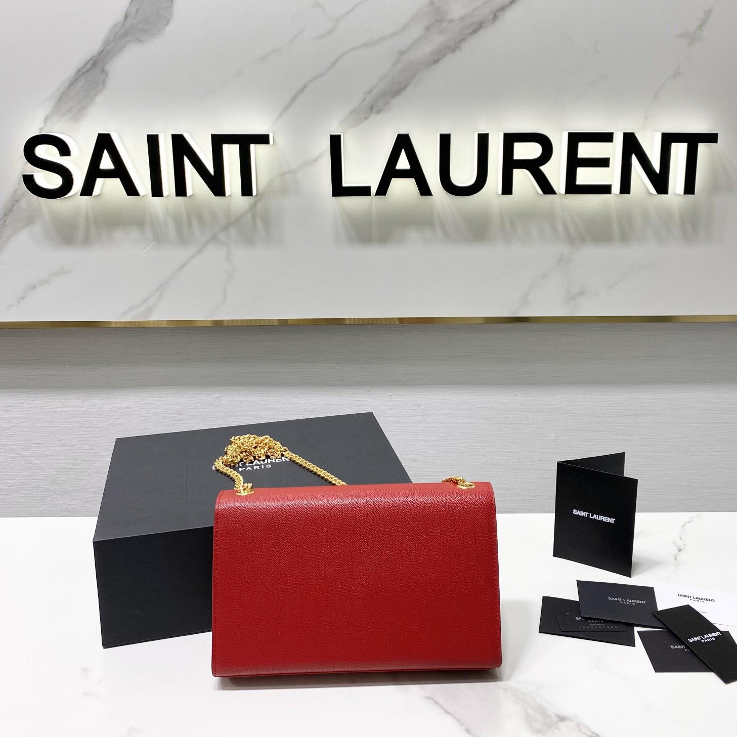 Saint Laurent Kate Medium Chain Bag In Grain De Poudre Embossed Leather - EUR FASHION