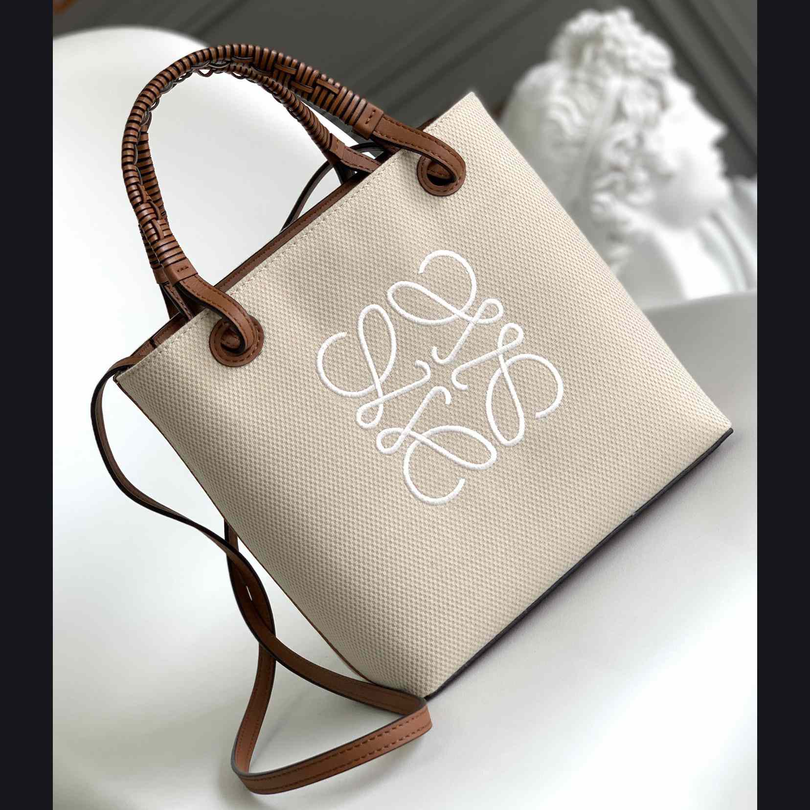 Loewe Mini Anagram Tote Bag In Jacquard And Calfskin - EUR FASHION