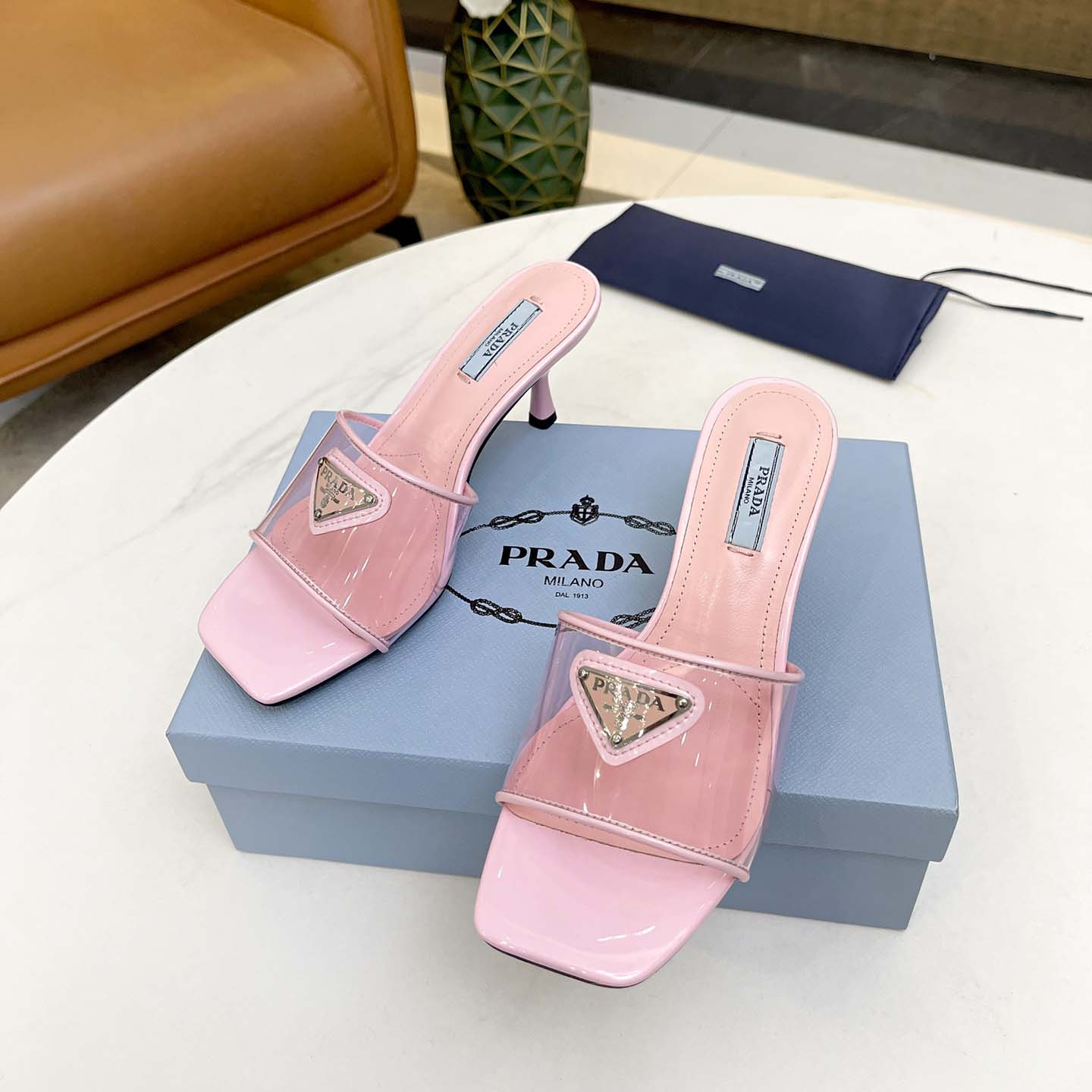 Prada Plexiglas And Patent Leather Sandals - EUR FASHION