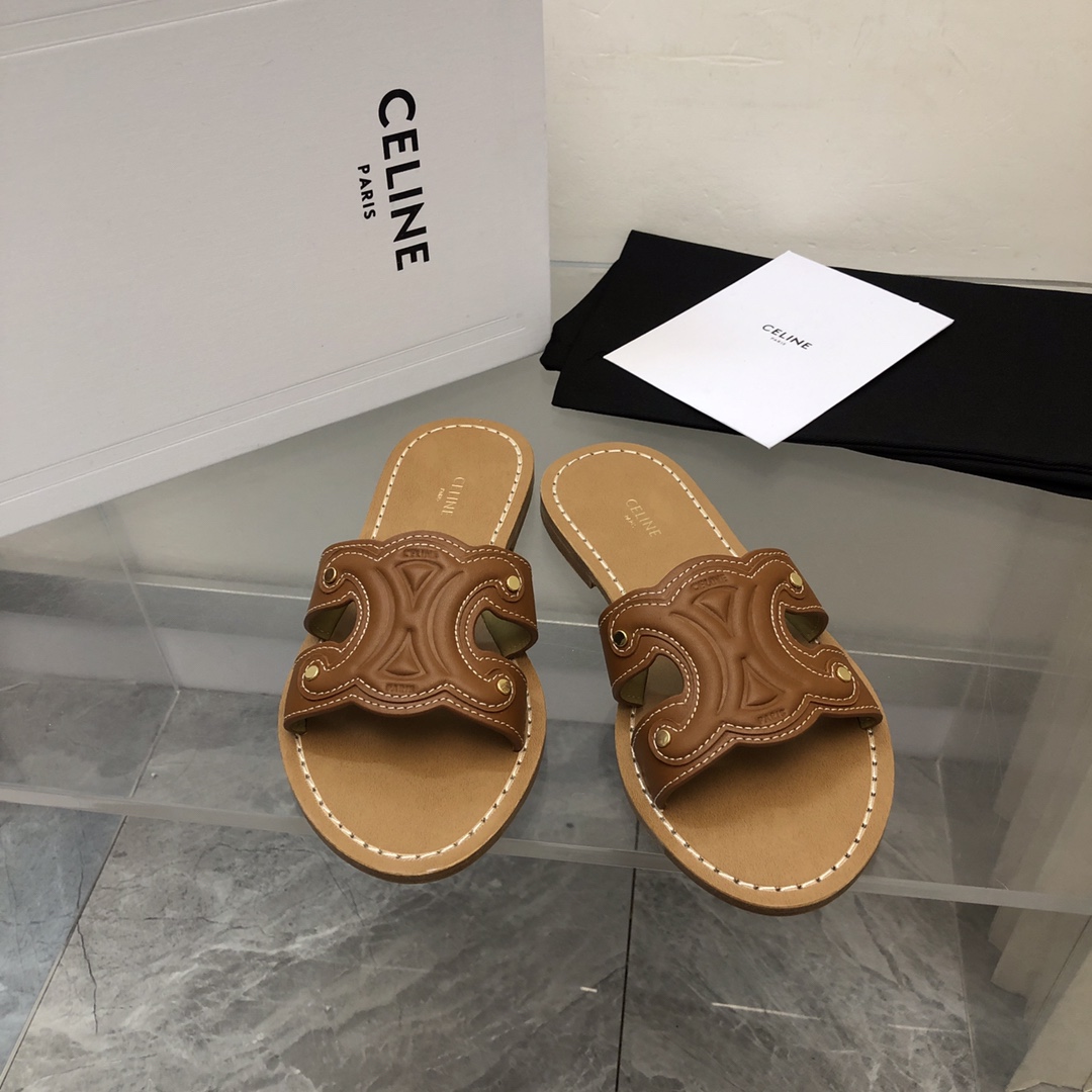 Celine Triomphe Mule In Calfskin - EUR FASHION