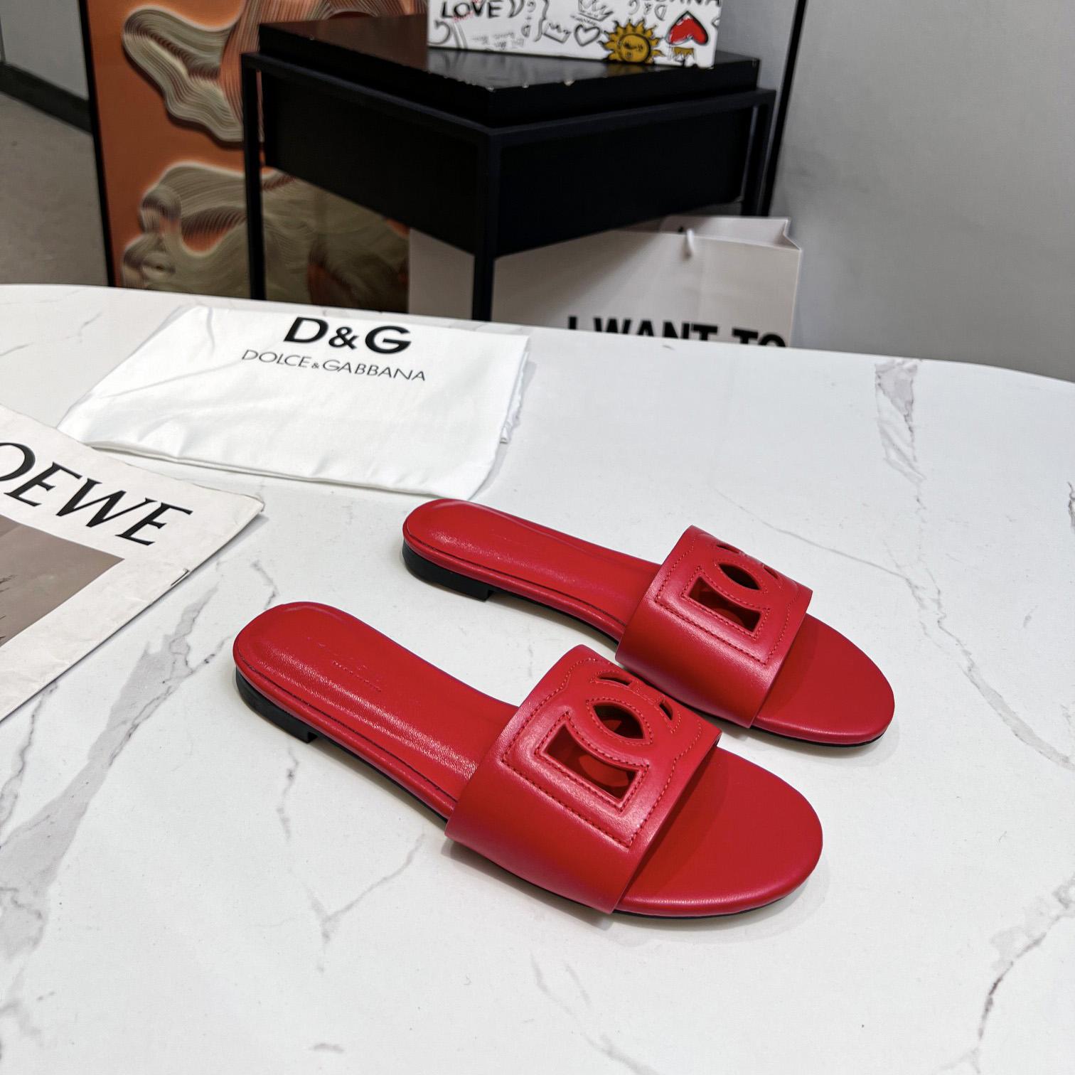 Dolce & Gabbana Calfskin Slides With DG Logo - EUR FASHION