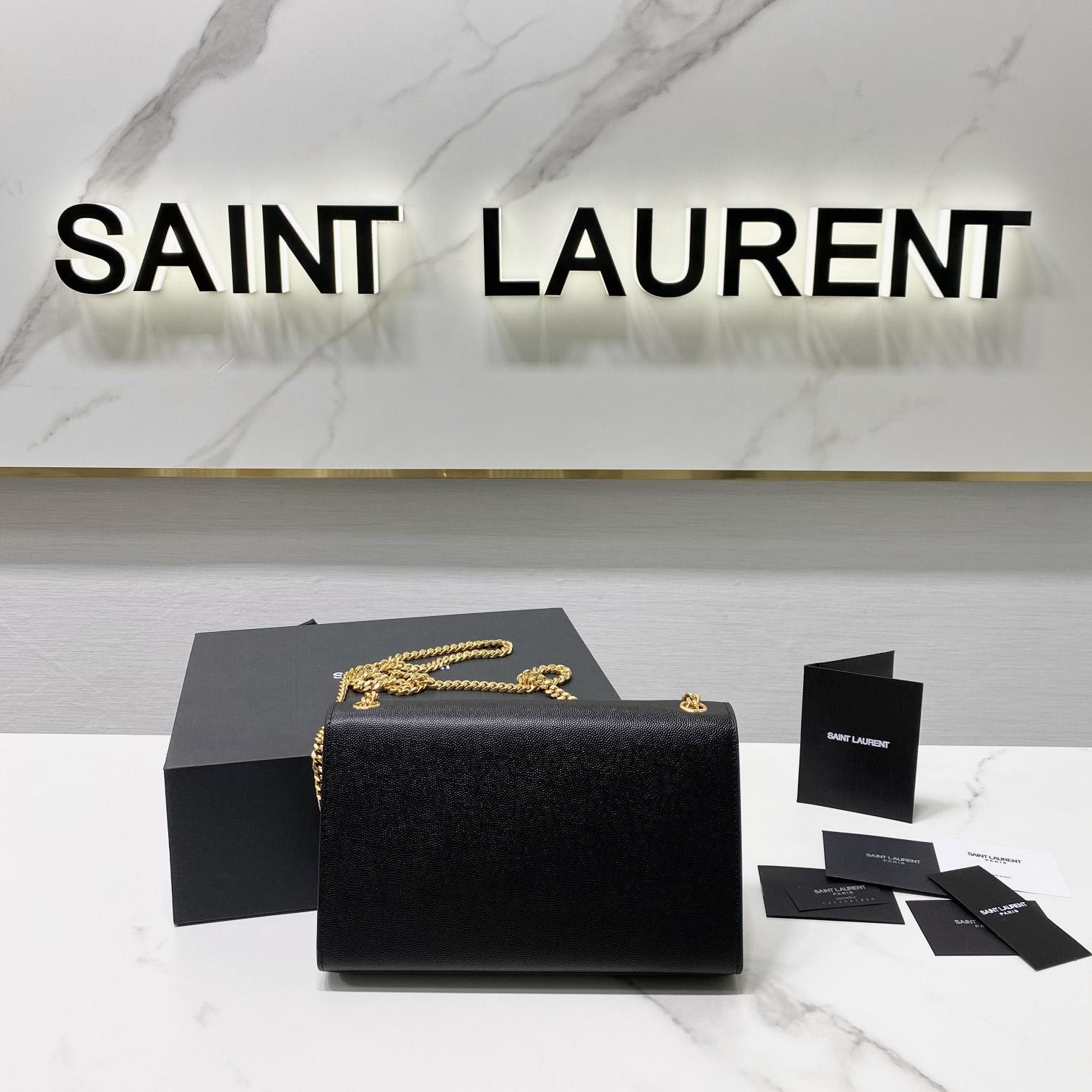 Saint Laurent Kate Medium Chain Bag In Grain De Poudre Embossed Leather - EUR FASHION