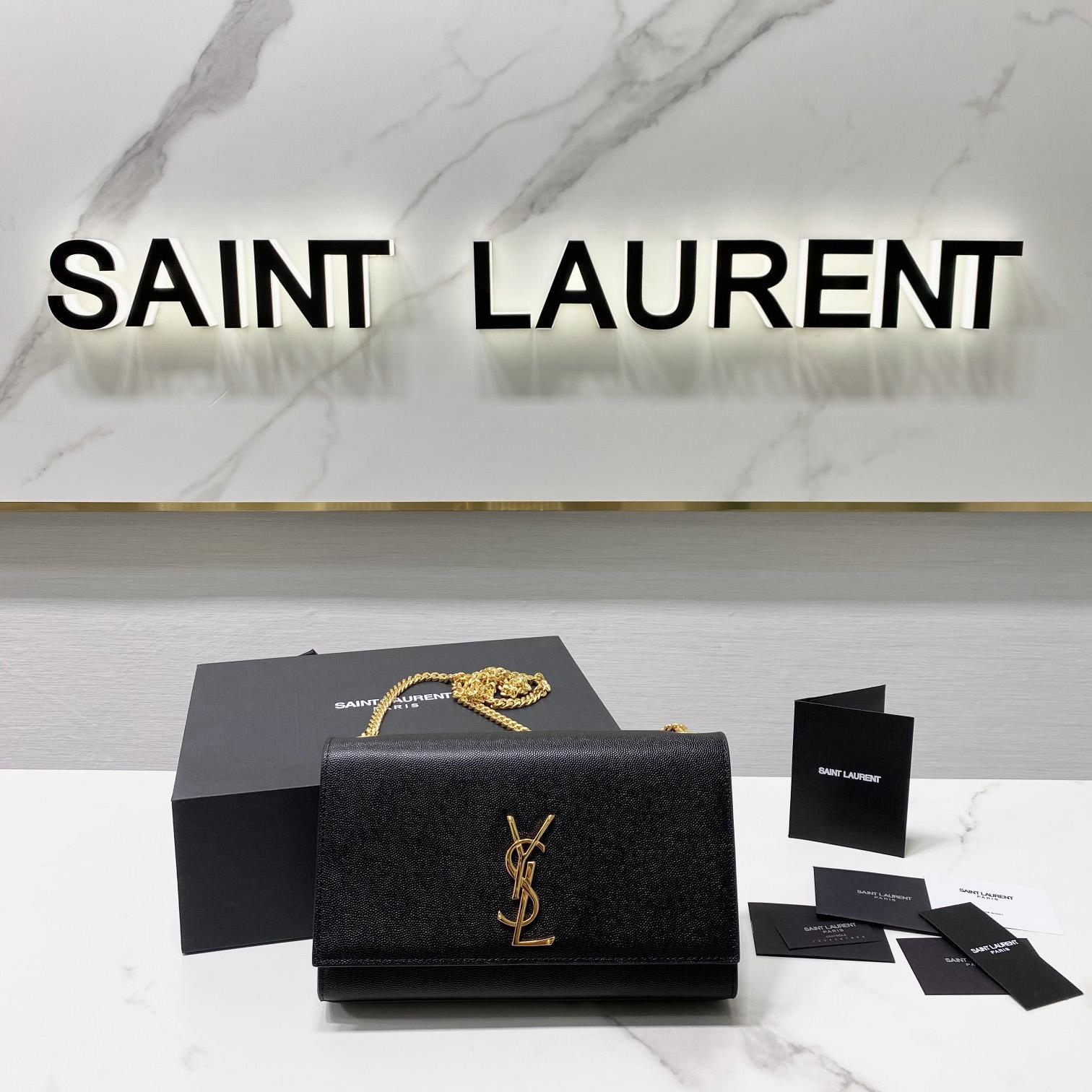 Saint Laurent Kate Medium Chain Bag In Grain De Poudre Embossed Leather - EUR FASHION