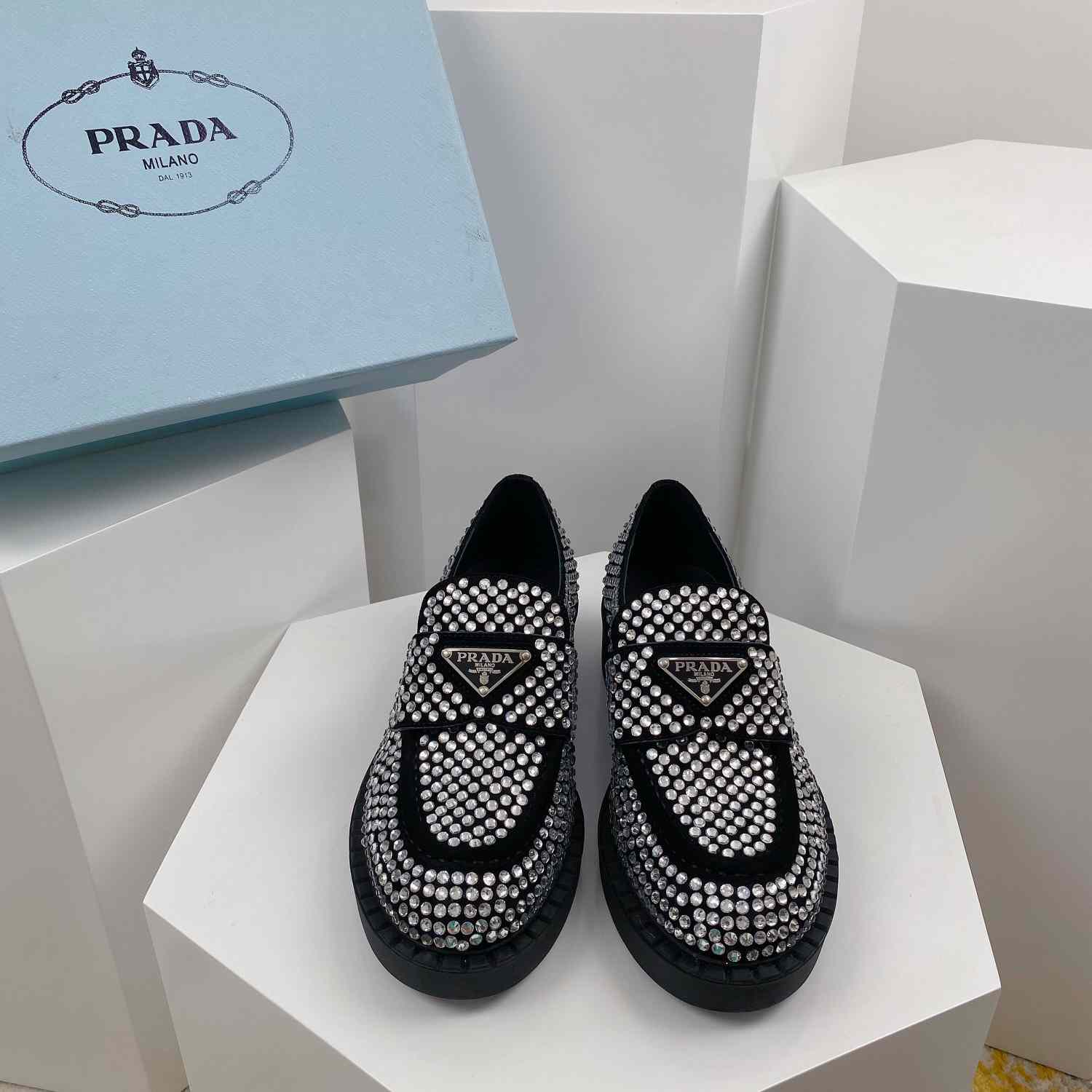 Prada Satin Loafers With Crystals - EUR FASHION