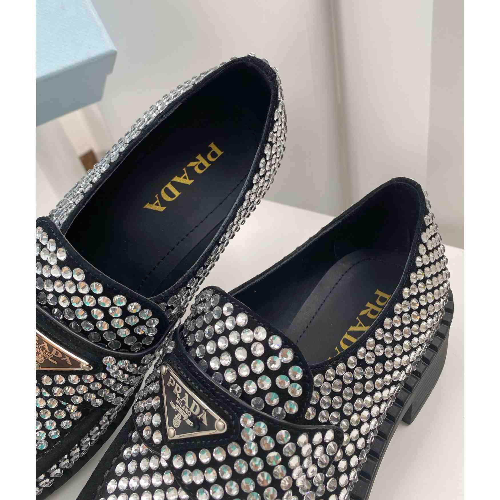 Prada Satin Loafers With Crystals - EUR FASHION