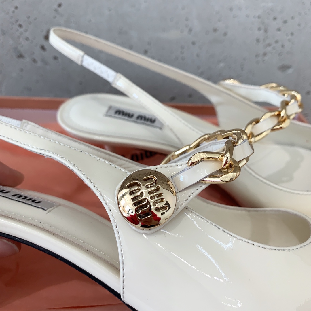 Miu Miu Patent Leather Slingback Pumps - EUR FASHION