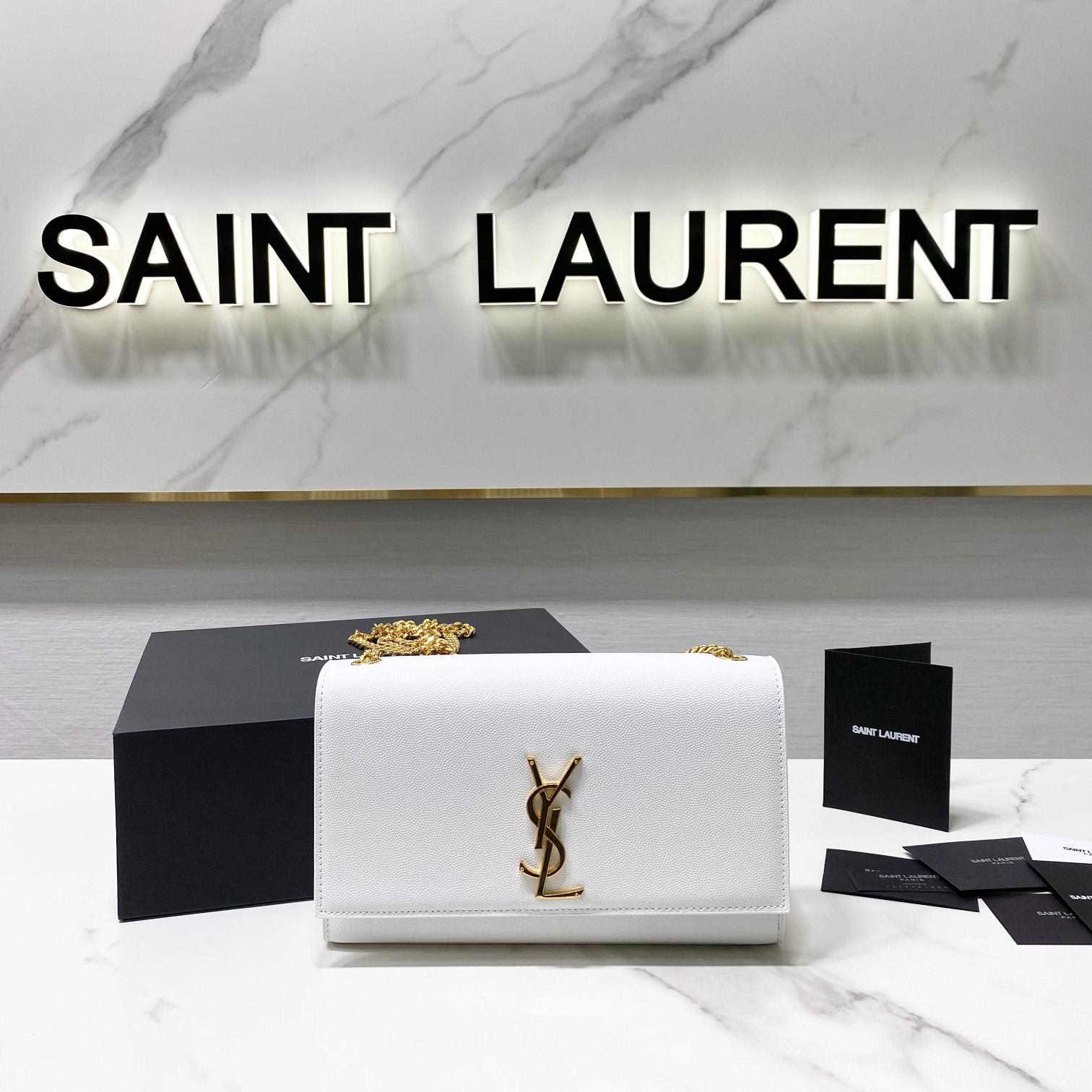 Saint Laurent Kate Medium Chain Bag In Grain De Poudre Embossed Leather - EUR FASHION