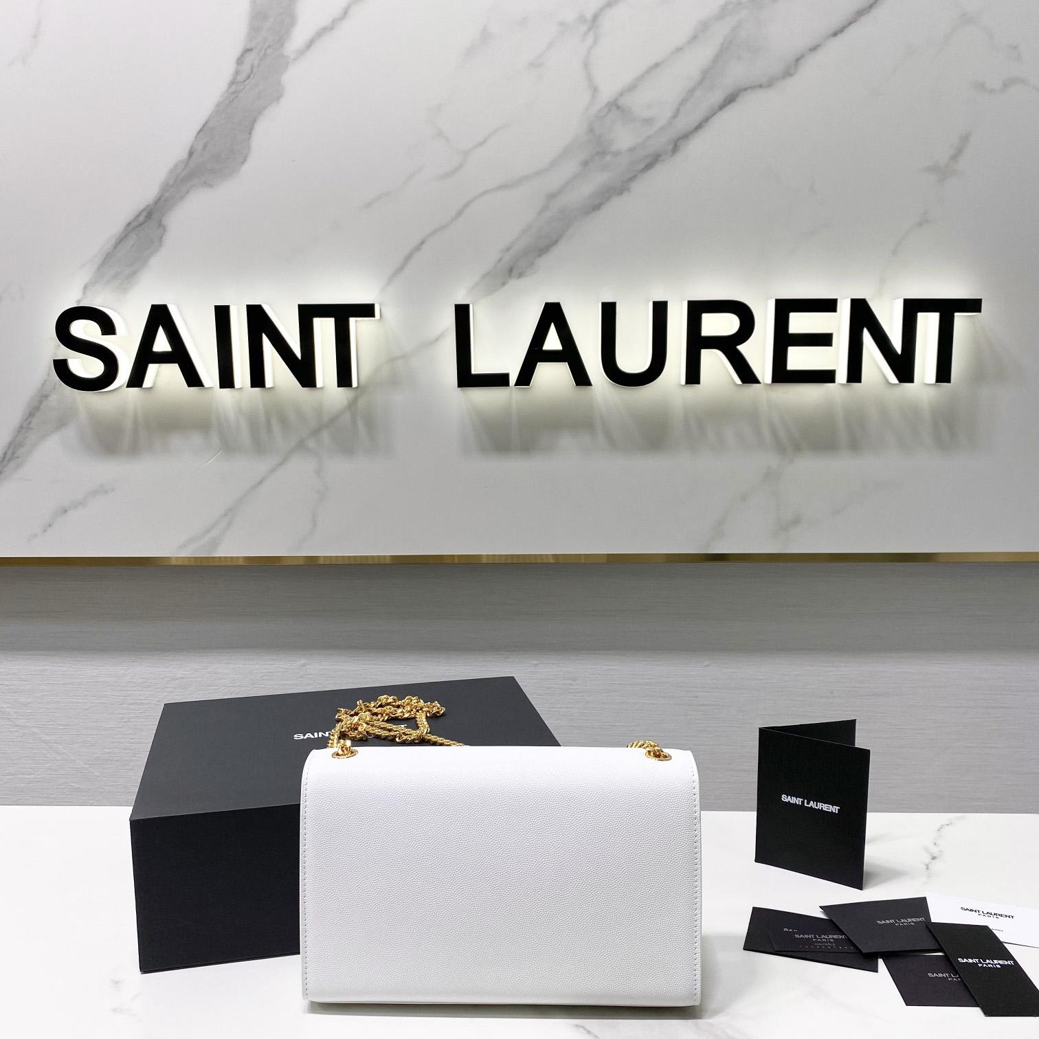 Saint Laurent Kate Medium Chain Bag In Grain De Poudre Embossed Leather - EUR FASHION