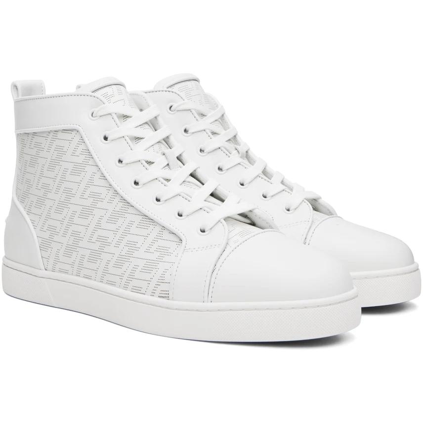 Christian Louboutin High-Top Sneakers - Perforated Calf Leather Techno CL And Nappa Leather - Bianco - EUR FASHION