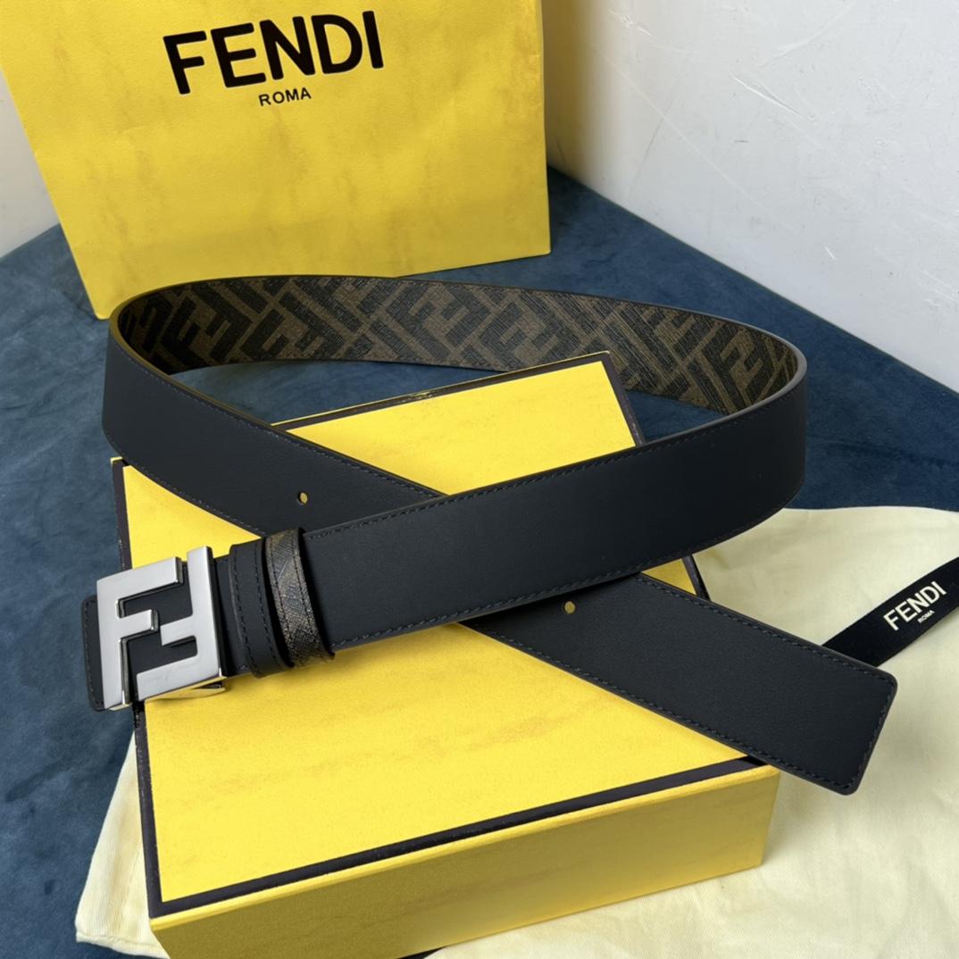 Fendi Reversible Black Leather Belt  - EUR FASHION