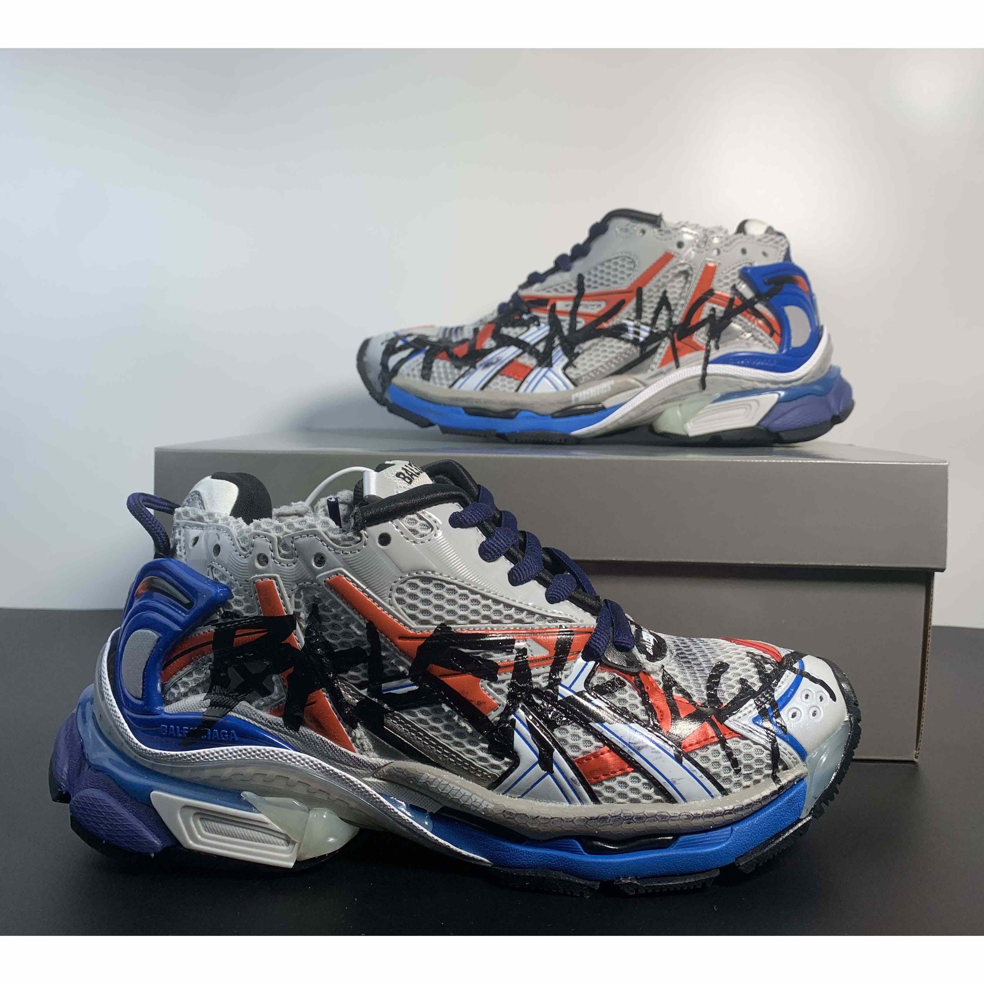 Balenciaga Runner Graffiti Sneaker In Blue - EUR FASHION