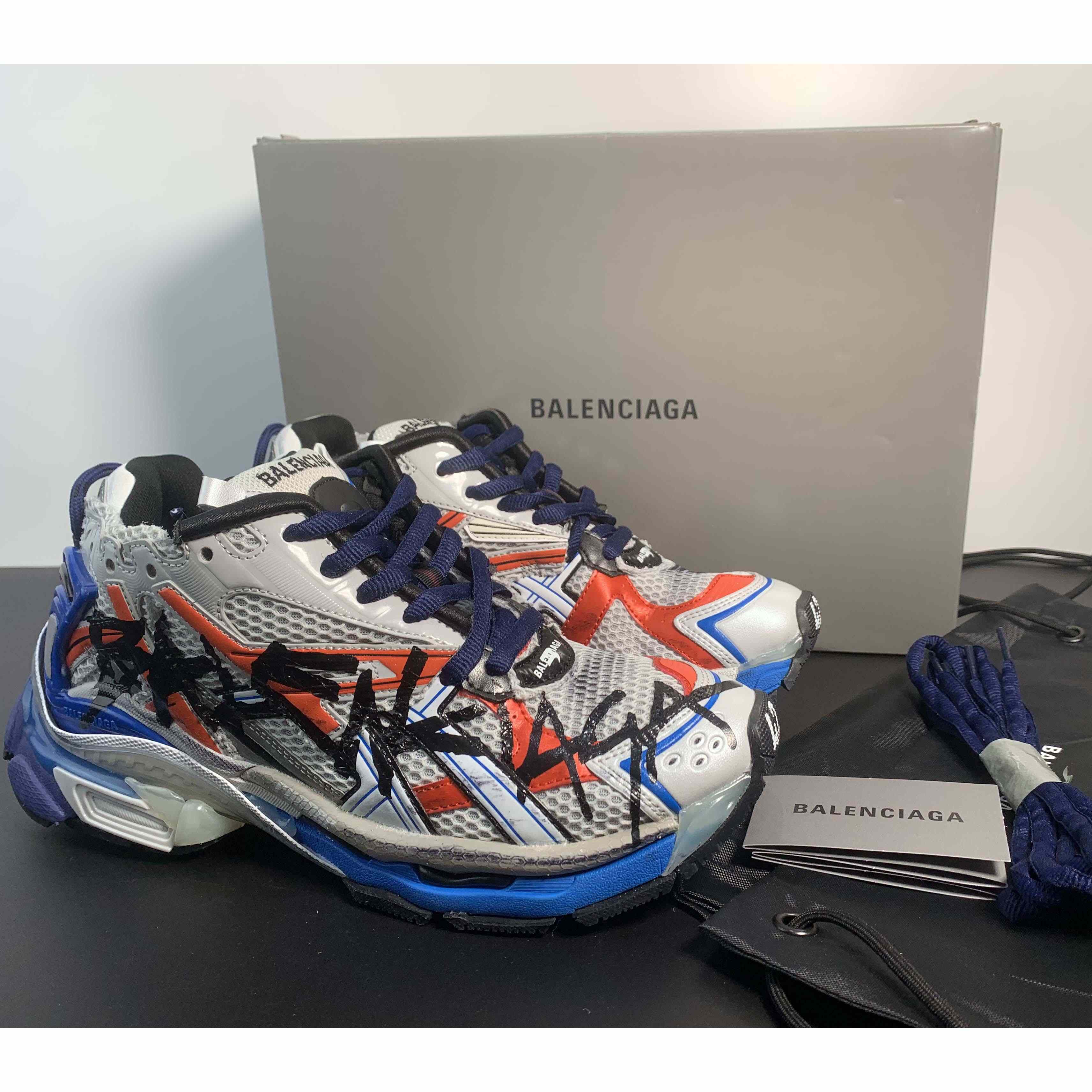 Balenciaga Runner Graffiti Sneaker In Blue - EUR FASHION