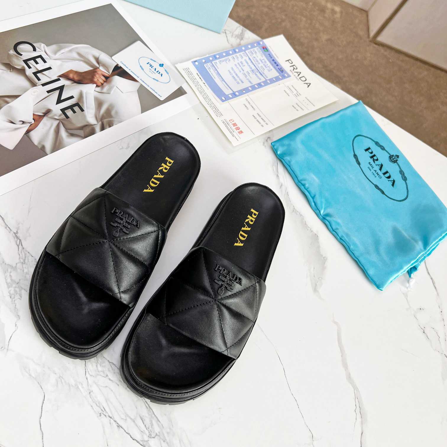 Prada Quilted Nappa Leather Slides - EUR FASHION