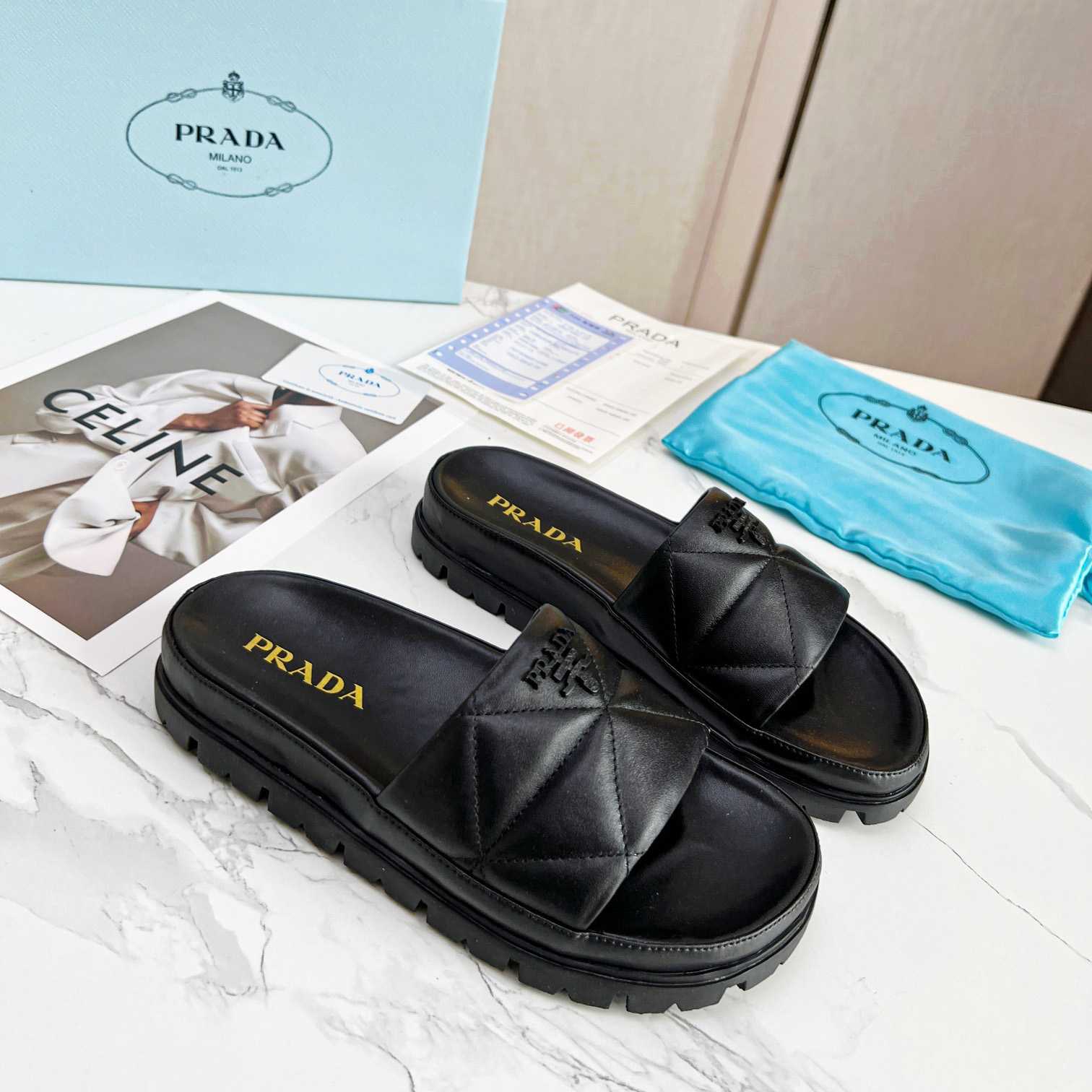 Prada Quilted Nappa Leather Slides - EUR FASHION