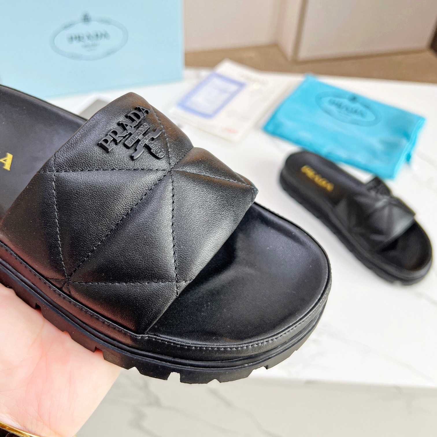 Prada Quilted Nappa Leather Slides - EUR FASHION