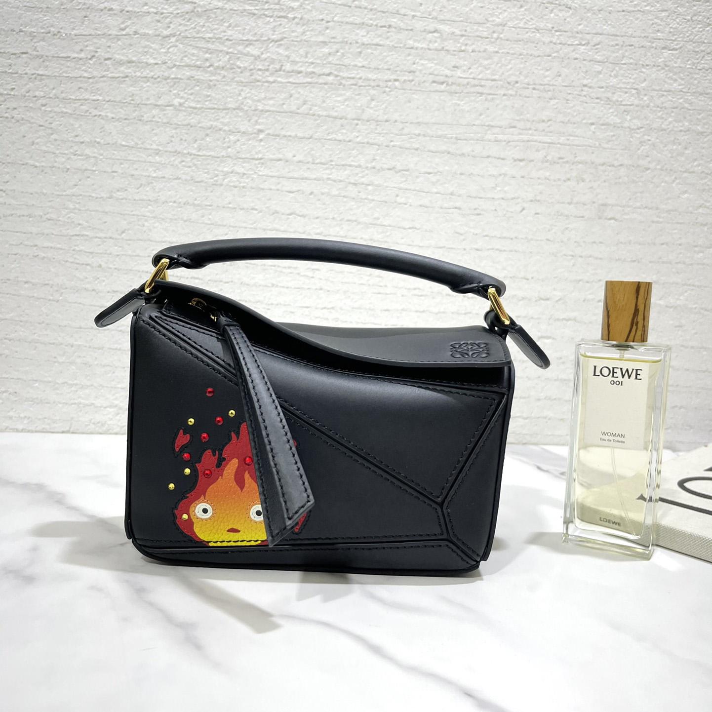 Loewe Calcifer Mini Puzzle Bag In Satin Calfskin And Crystal - EUR FASHION