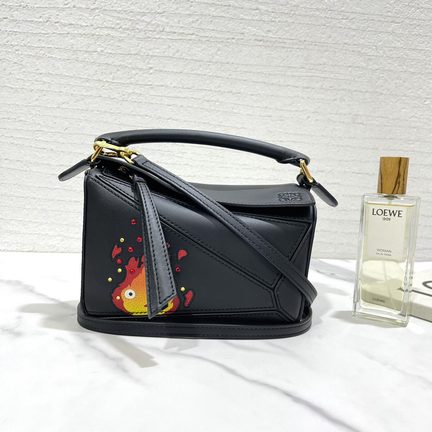 Loewe Calcifer Mini Puzzle Bag In Satin Calfskin And Crystal - EUR FASHION