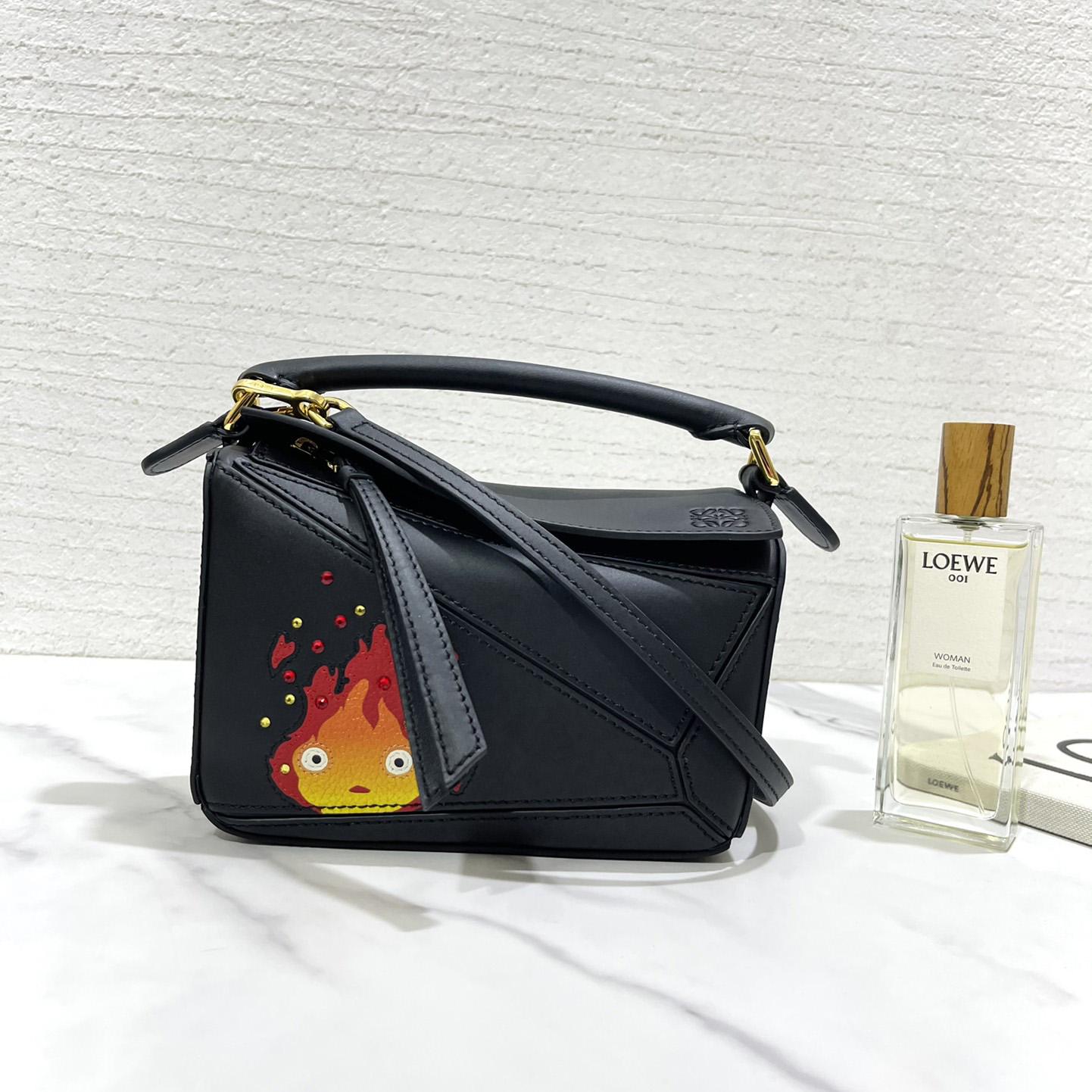 Loewe Calcifer Mini Puzzle Bag In Satin Calfskin And Crystal - EUR FASHION