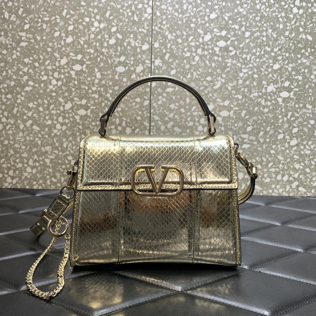 Valenti Small Vsling Metallic Ayers Leather Handbag  - EUR FASHION