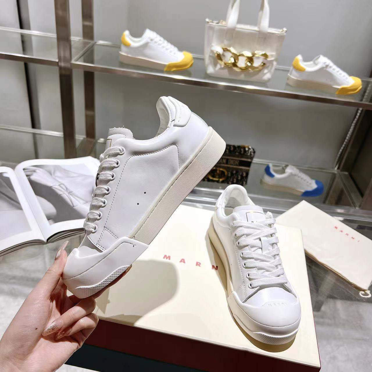 Marni Dada Bumper Sneaker In White Leather - EUR FASHION