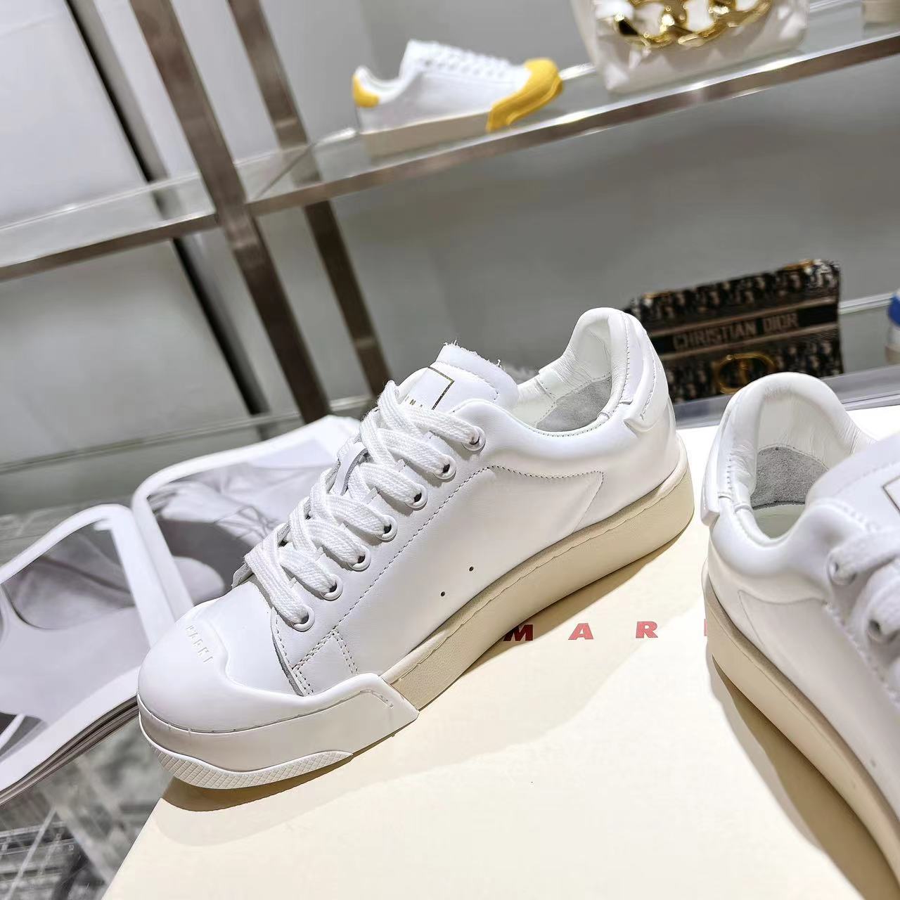 Marni Dada Bumper Sneaker In White Leather - EUR FASHION