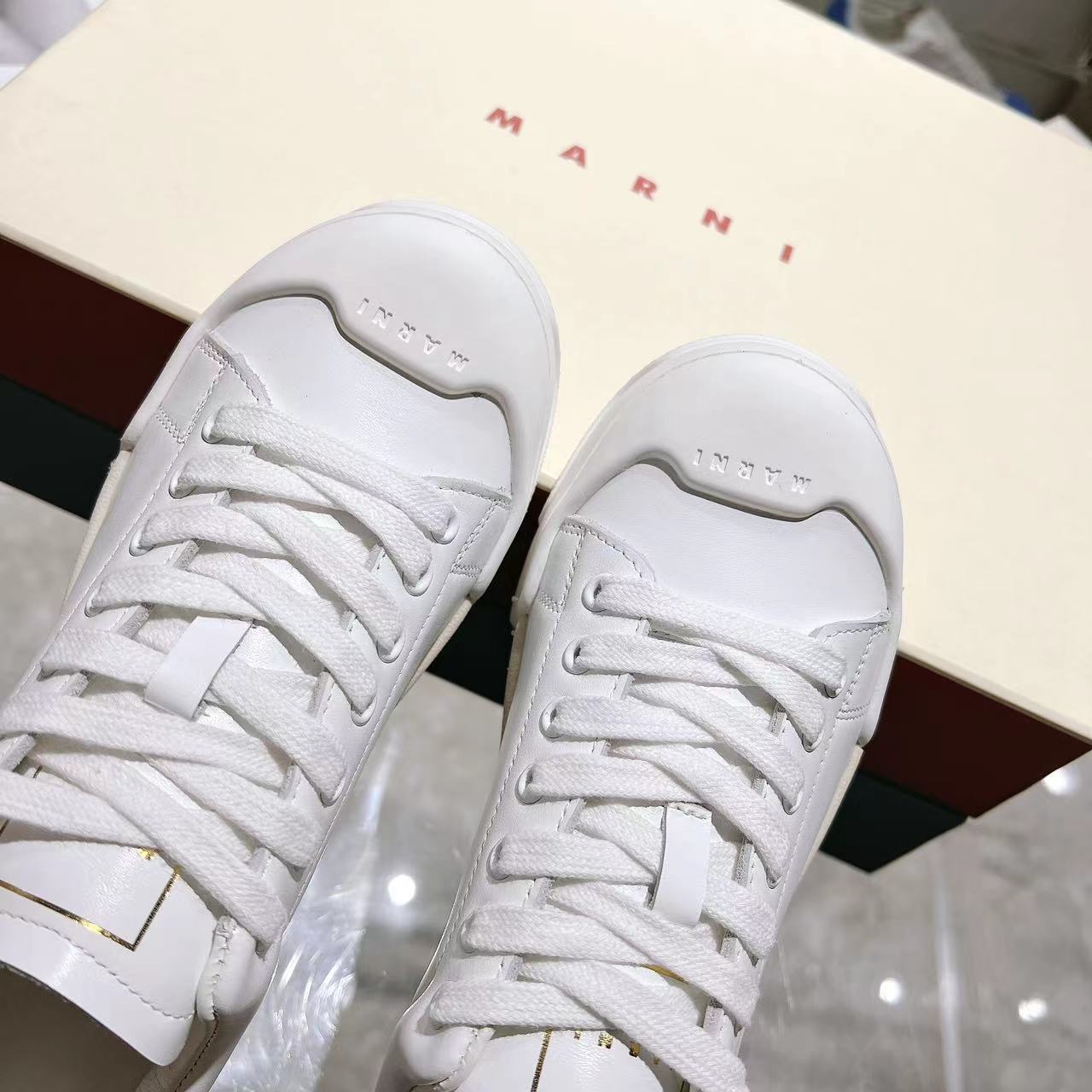 Marni Dada Bumper Sneaker In White Leather - EUR FASHION