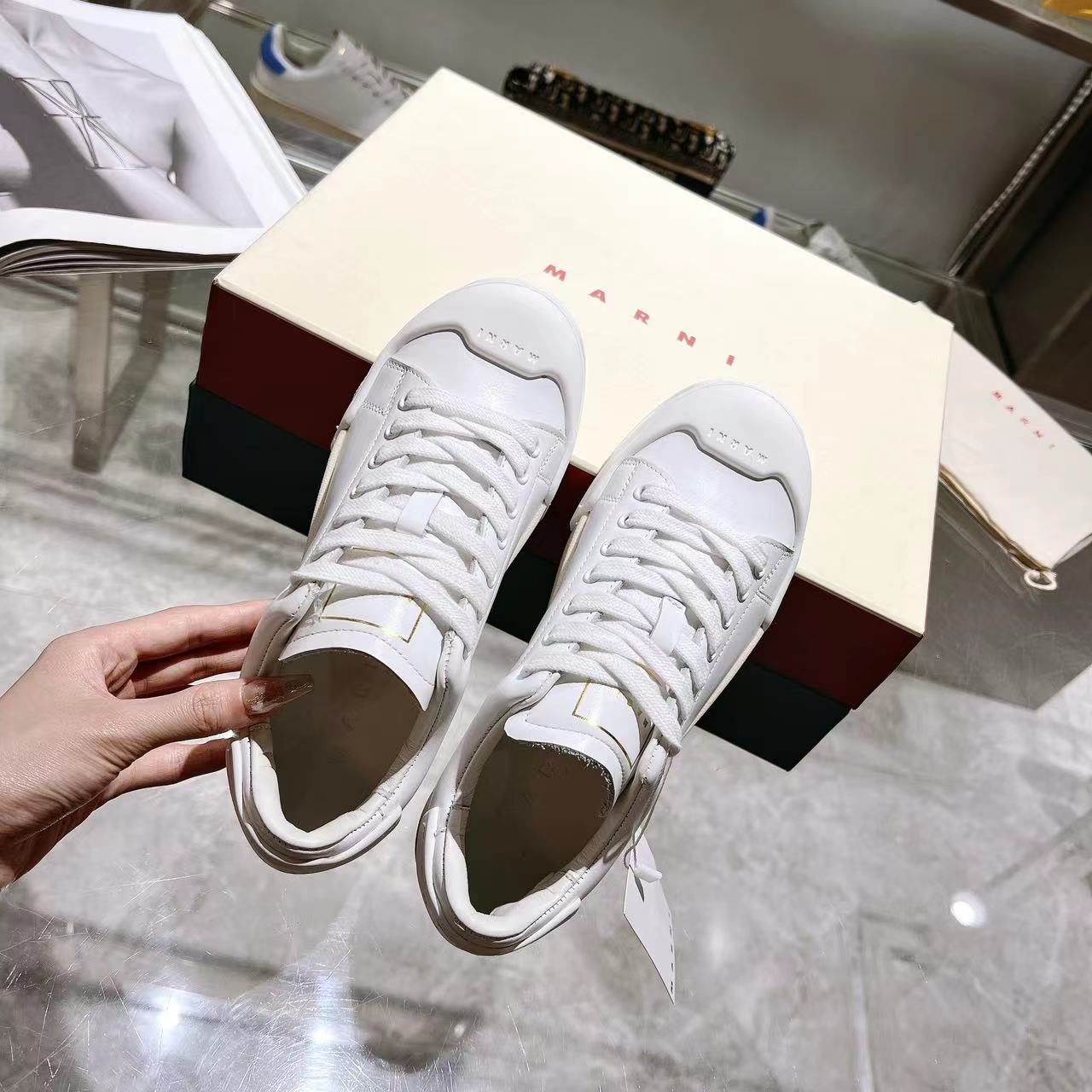 Marni Dada Bumper Sneaker In White Leather - EUR FASHION