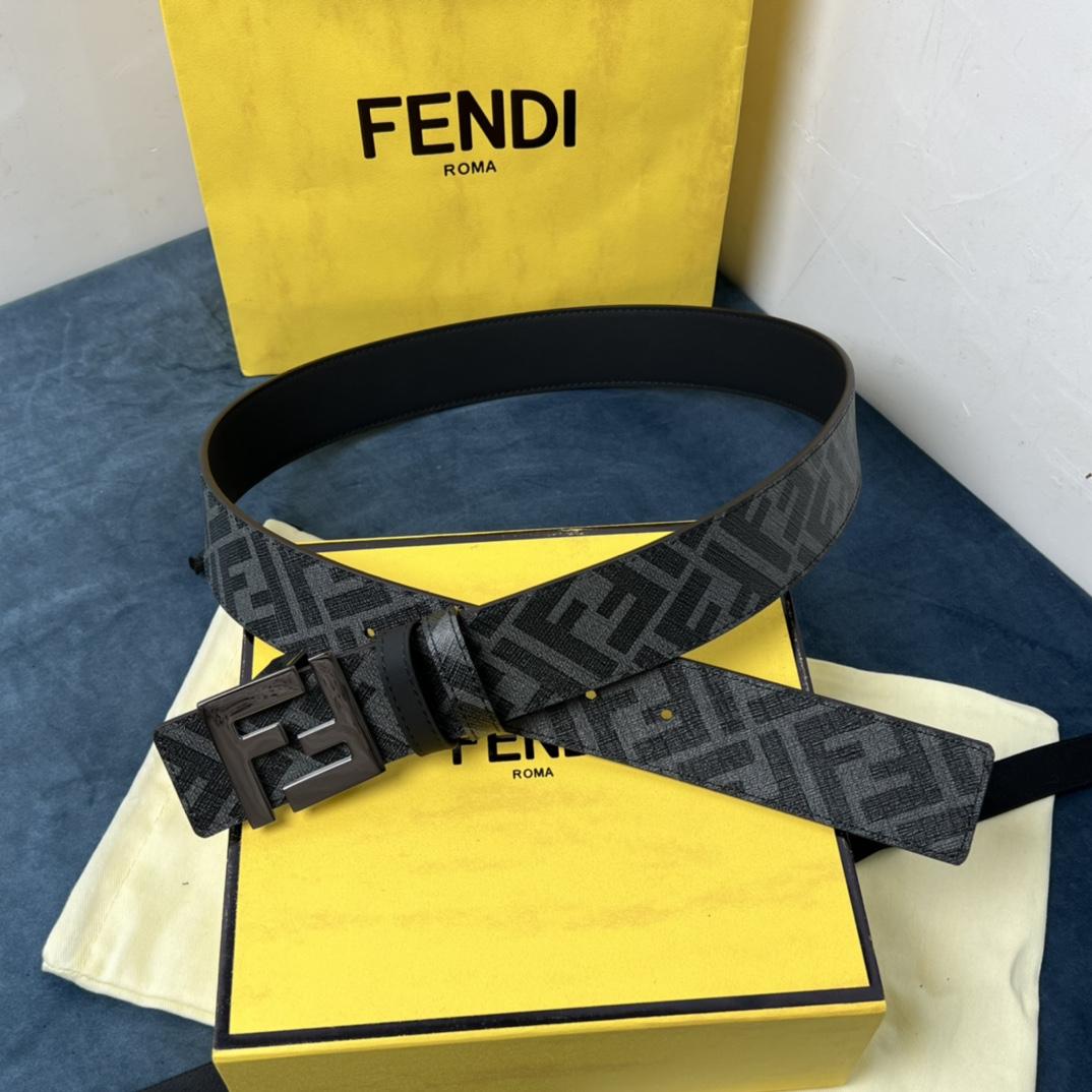 Fendi Reversible Black Leather Belt  - EUR FASHION