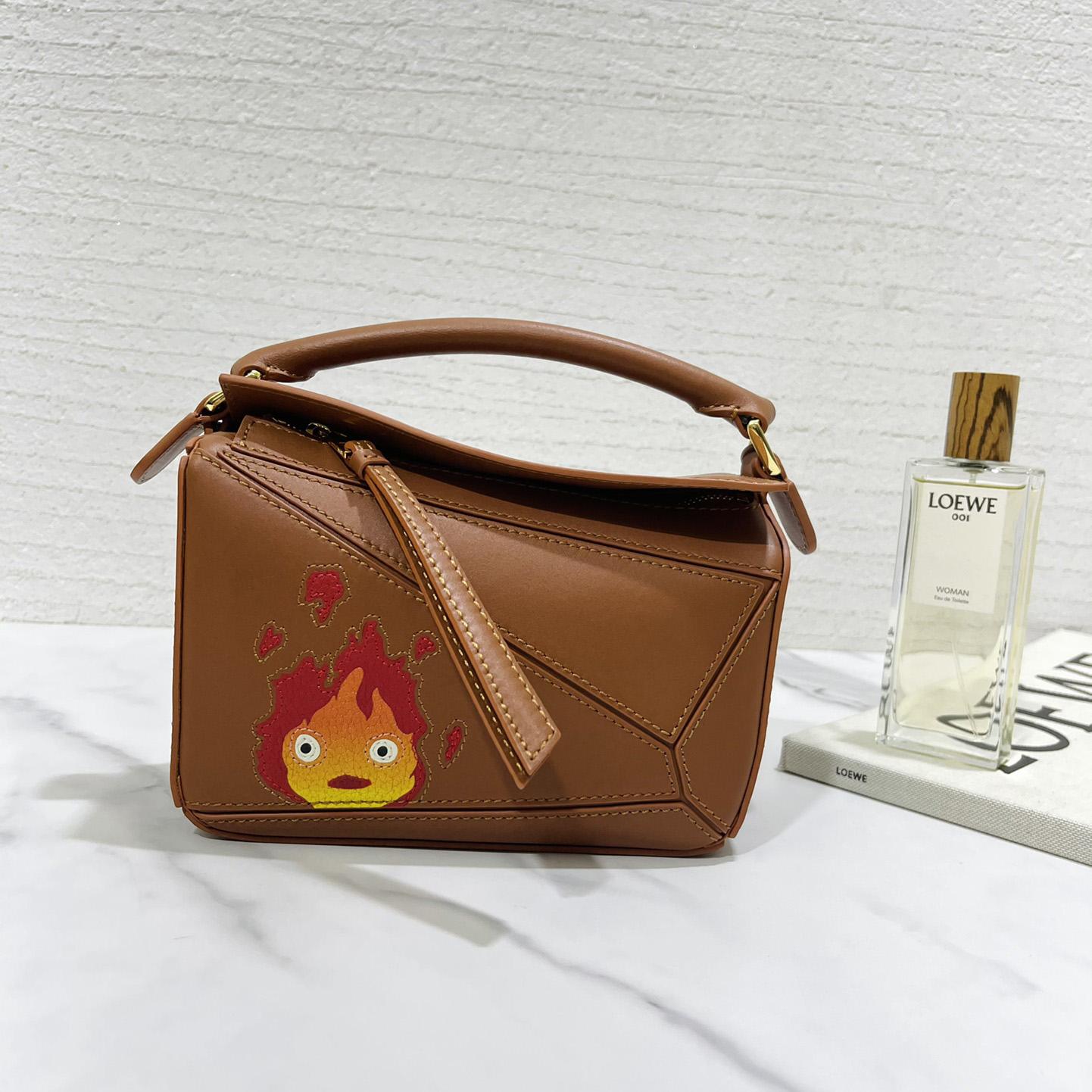 Loewe Calcifer Mini Puzzle Bag In Satin Calfskin And Crystal - EUR FASHION