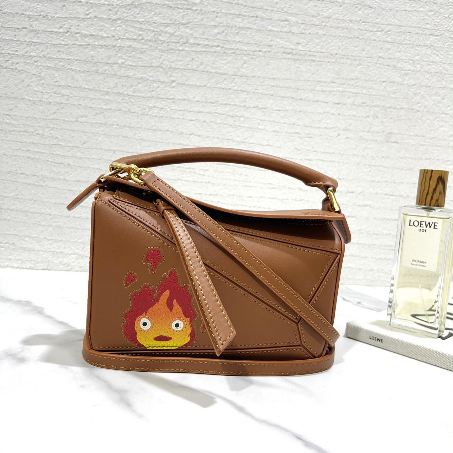 Loewe Calcifer Mini Puzzle Bag In Satin Calfskin And Crystal - EUR FASHION