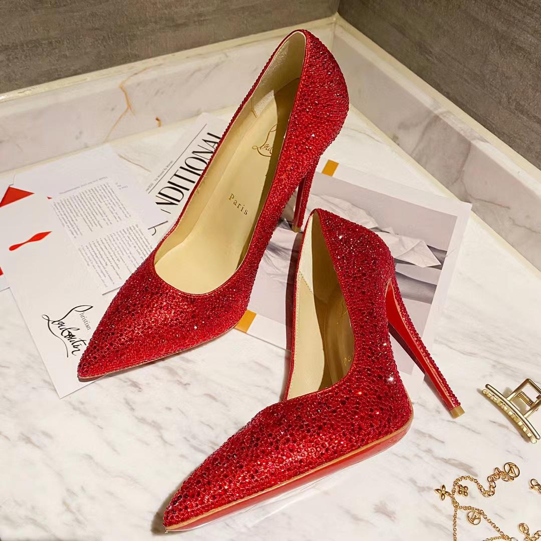 Christian Louboutin Red Leather Strass Degrade So Kate Pumps - EUR FASHION