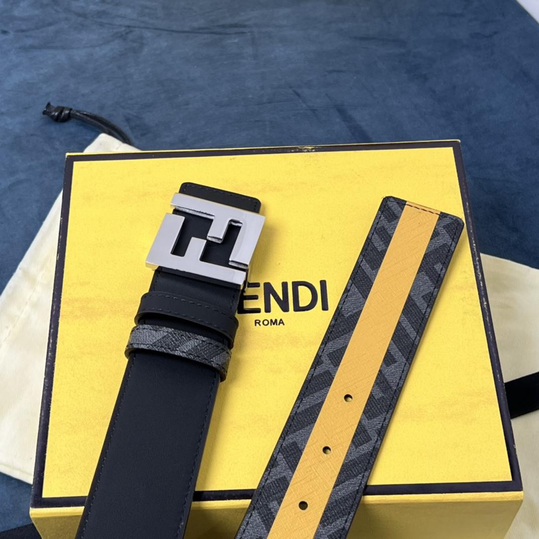 Fendi Reversible Black Leather Belt  - EUR FASHION