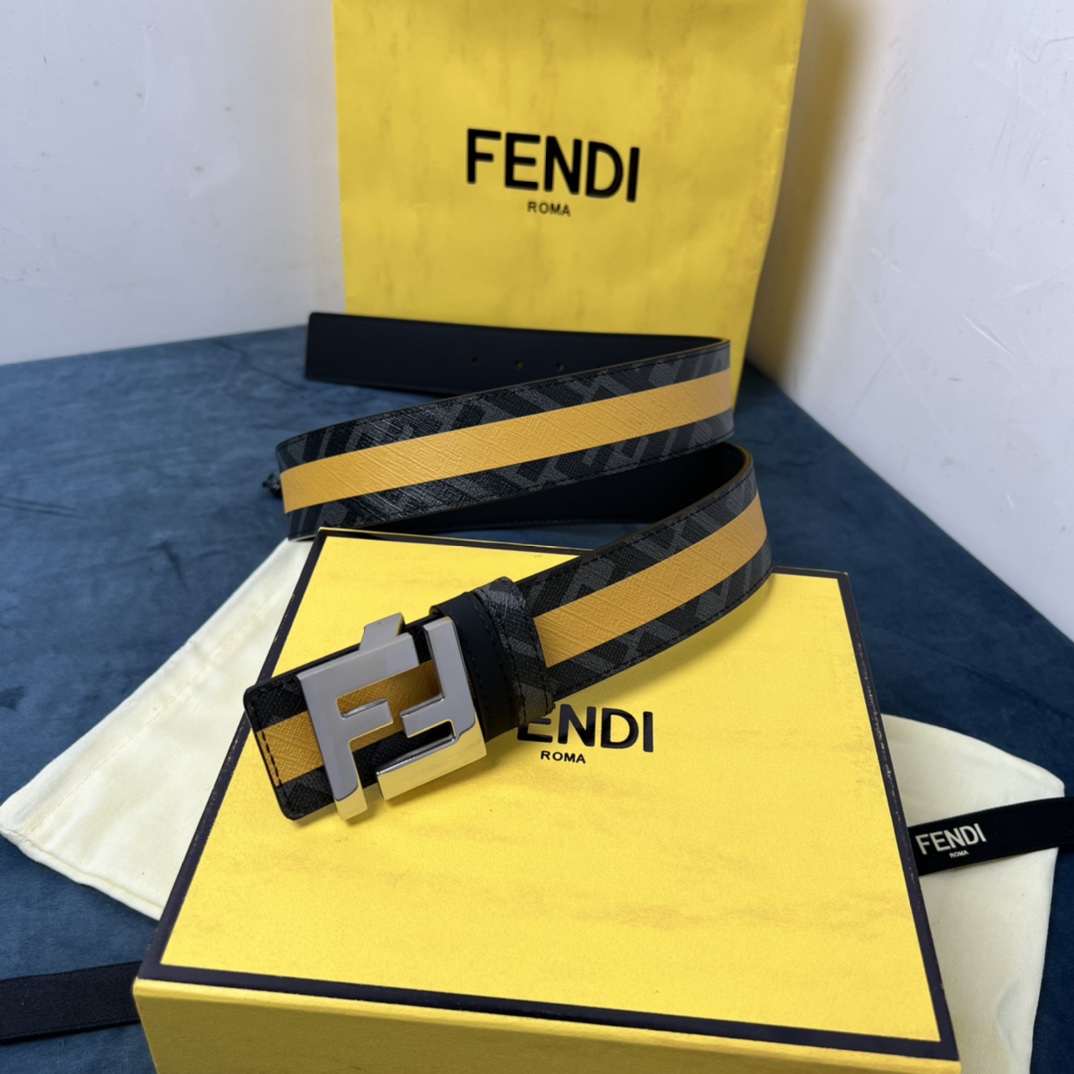 Fendi Reversible Black Leather Belt  - EUR FASHION