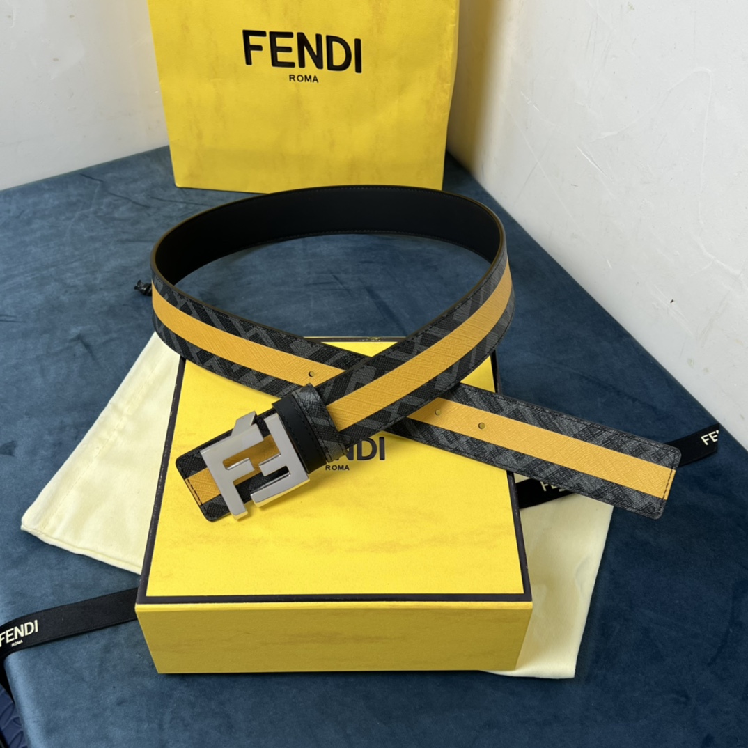 Fendi Reversible Black Leather Belt  - EUR FASHION