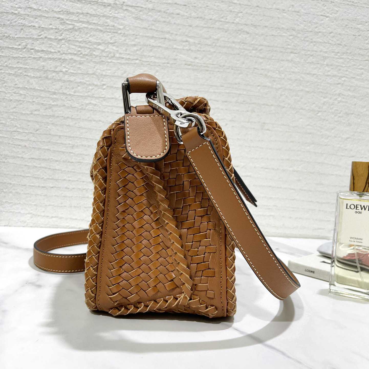 Loewe Women's Brown Puzzle Woven Small Bag(24*16.5*10cm) - EUR FASHION