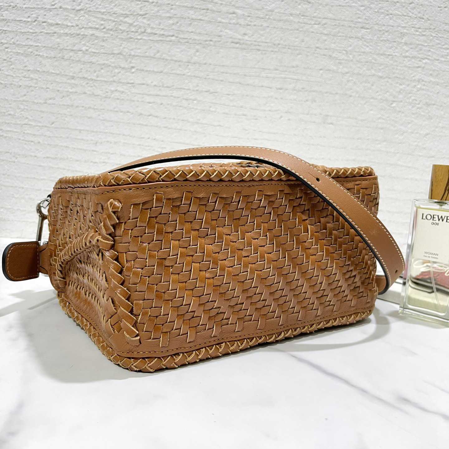 Loewe Women's Brown Puzzle Woven Small Bag(24*16.5*10cm) - EUR FASHION