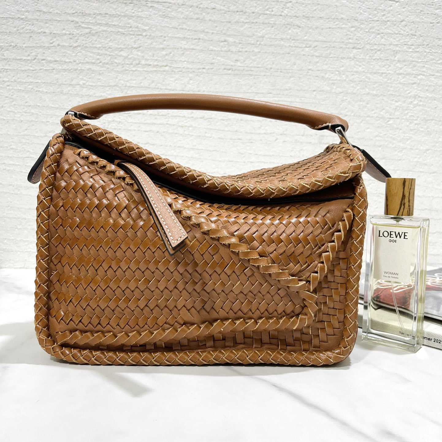 Loewe Women's Brown Puzzle Woven Small Bag(24*16.5*10cm) - EUR FASHION