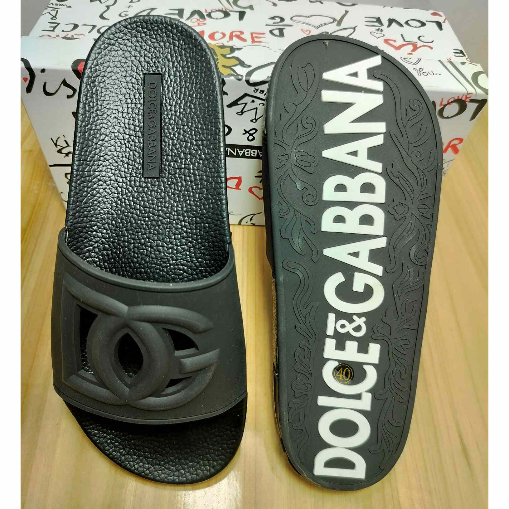 Dolce & Gabbana Rubber Beachwear Slides With DG Millennials Logo - EUR FASHION