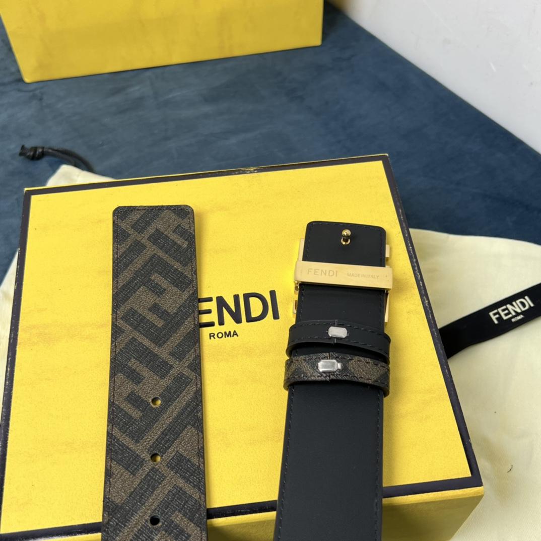 Fendi Reversible Black Leather Belt  - EUR FASHION