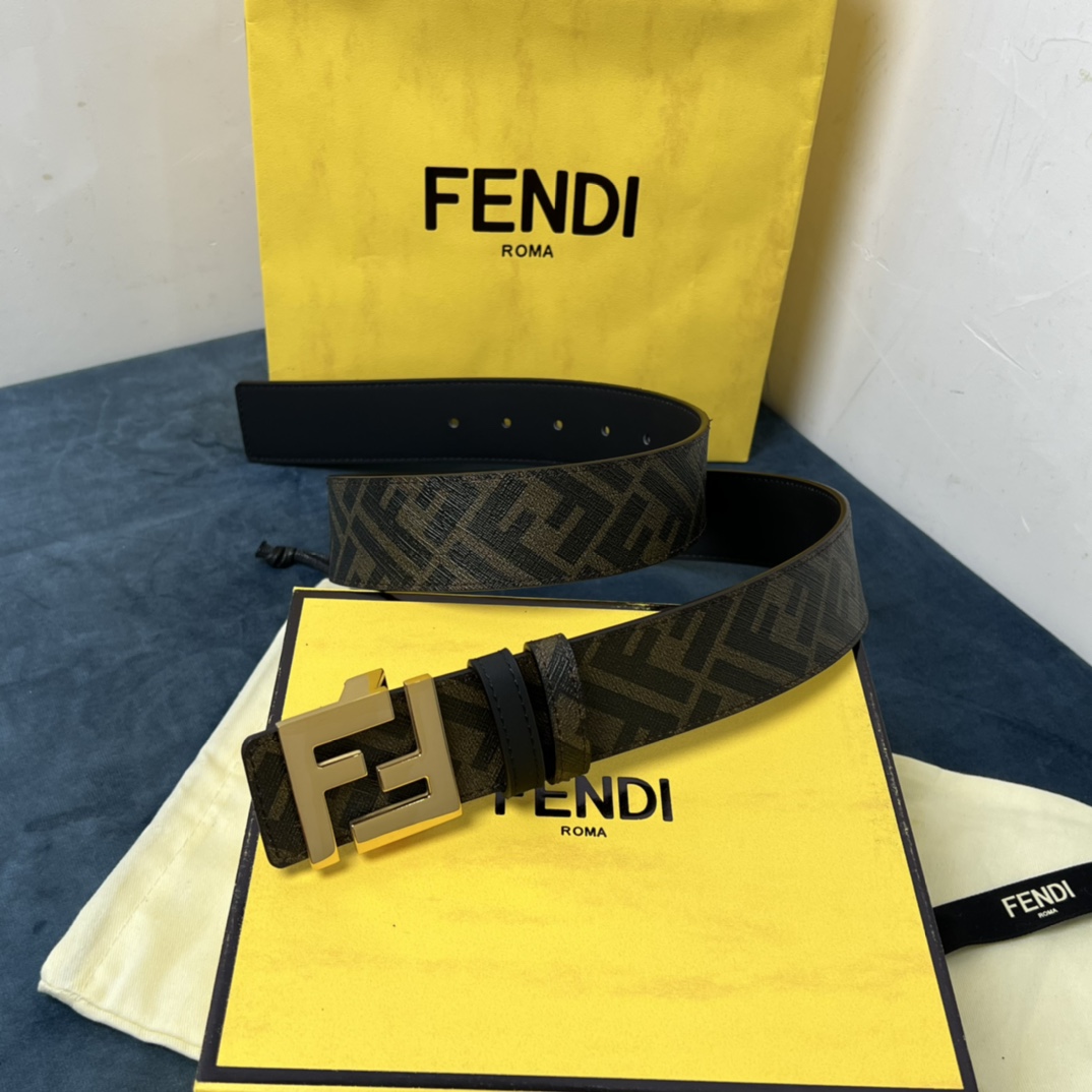 Fendi Reversible Black Leather Belt  - EUR FASHION