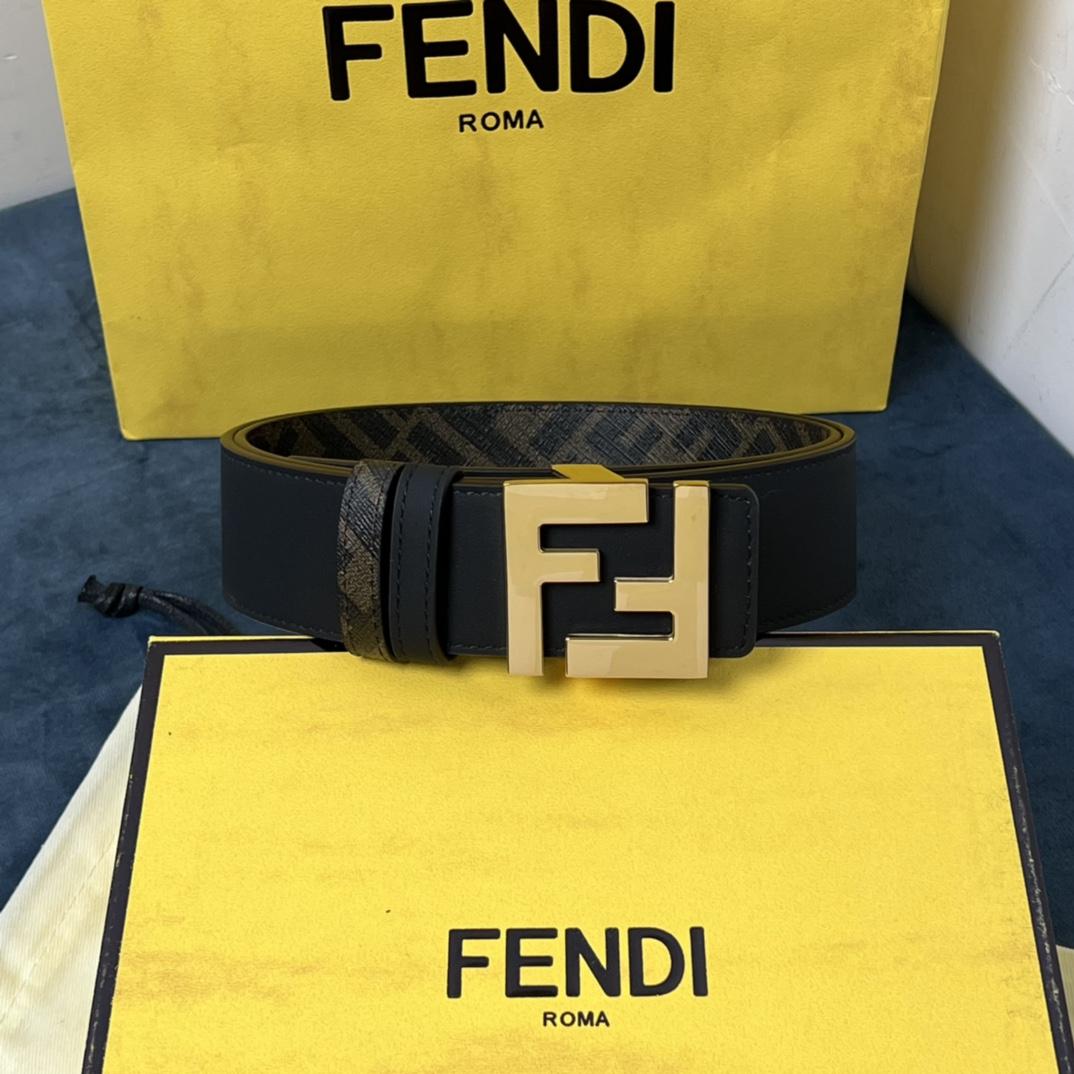 Fendi Reversible Black Leather Belt  - EUR FASHION