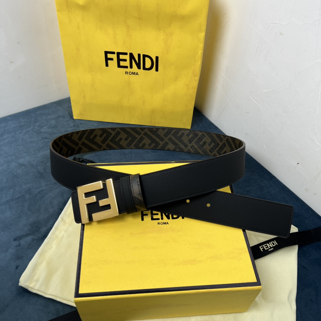 Fendi Reversible Black Leather Belt  - EUR FASHION