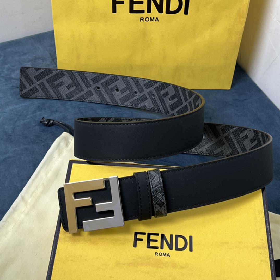 Fendi Reversible Black Leather Belt  - EUR FASHION