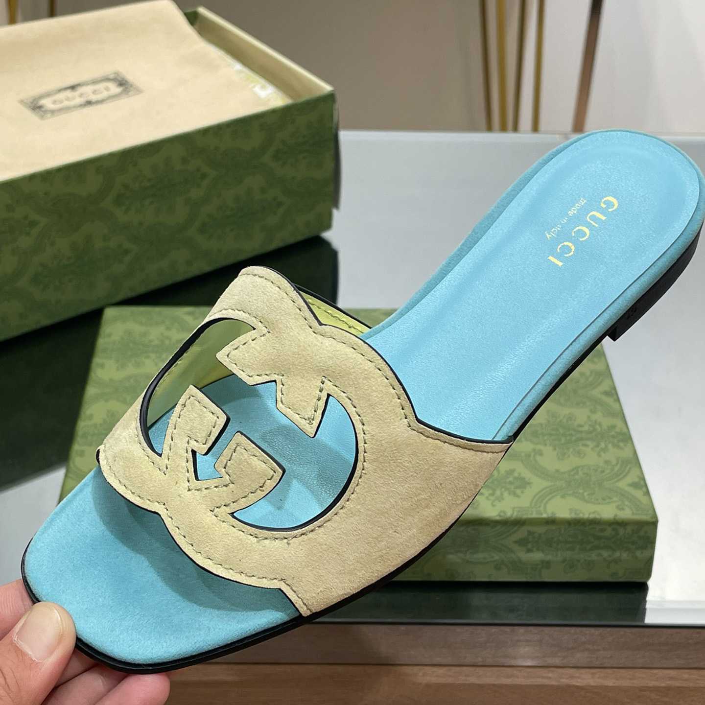 Gucci Women's Interlocking G Cut-out Slide Sandal - EUR FASHION