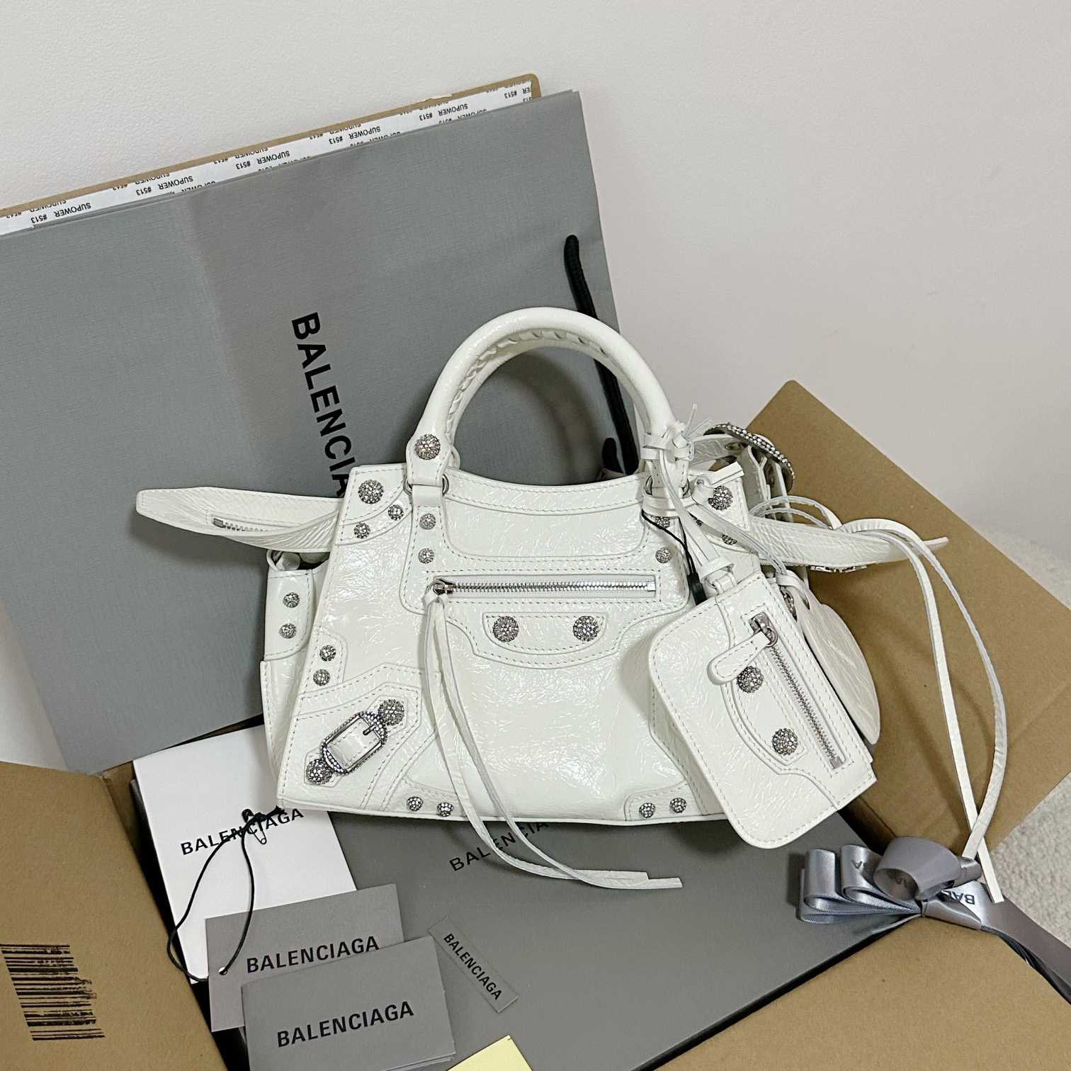 Balenciaga Women's Neo Cagole XS White Cross Body Bag(26×17.8×11.4cm) - EUR FASHION