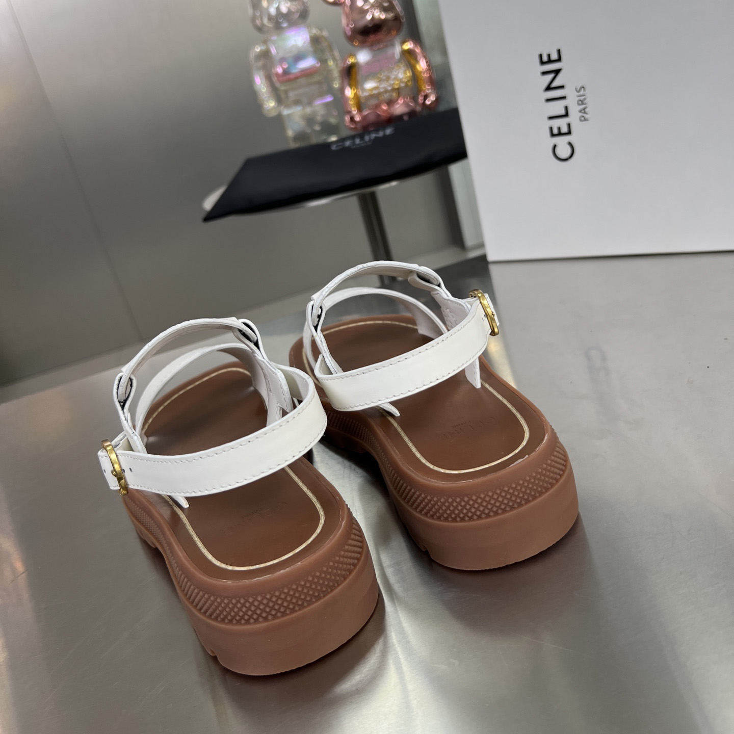 Celine Clea Triomphe Sandal In Vegetable - EUR FASHION