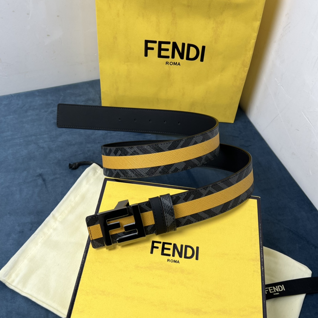 Fendi Reversible Black Leather Belt  - EUR FASHION