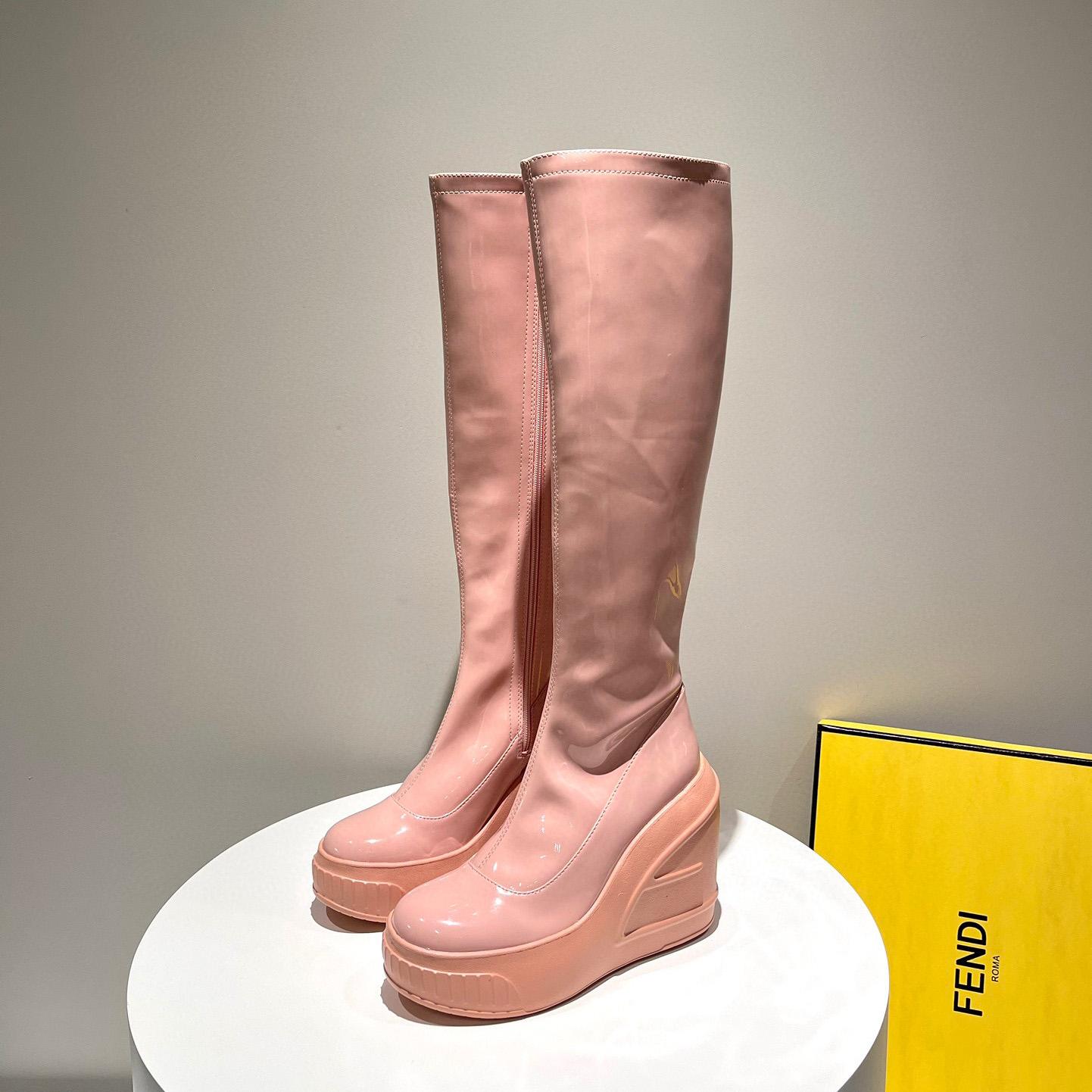 Fendi Fashion Show Pink Patent Leather Boots - EUR FASHION