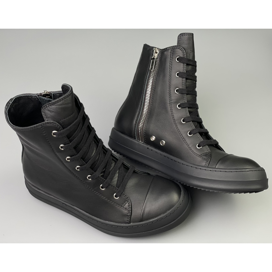 Rick Owens  Leather High Top Sneakers - EUR FASHION