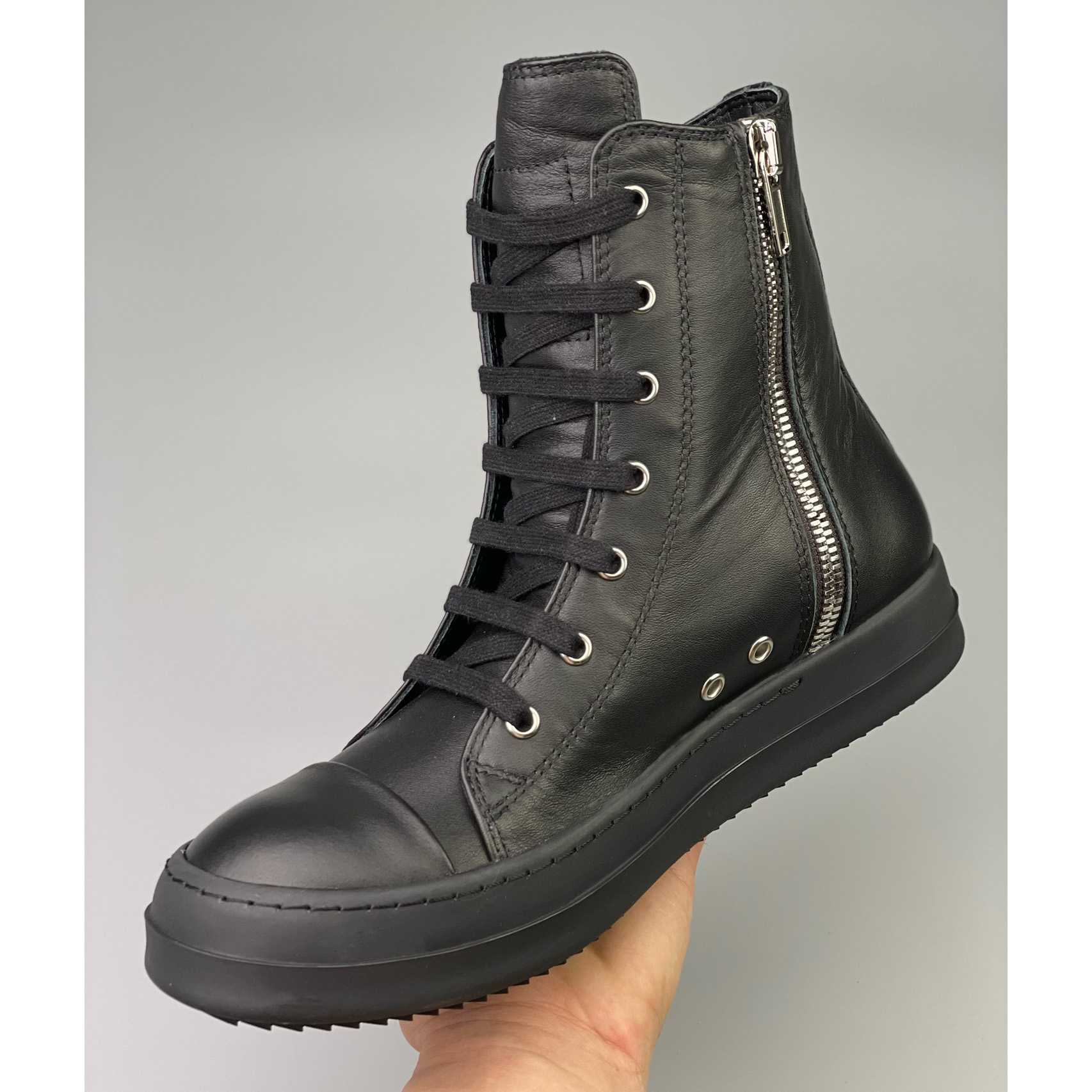 Rick Owens  Leather High Top Sneakers - EUR FASHION